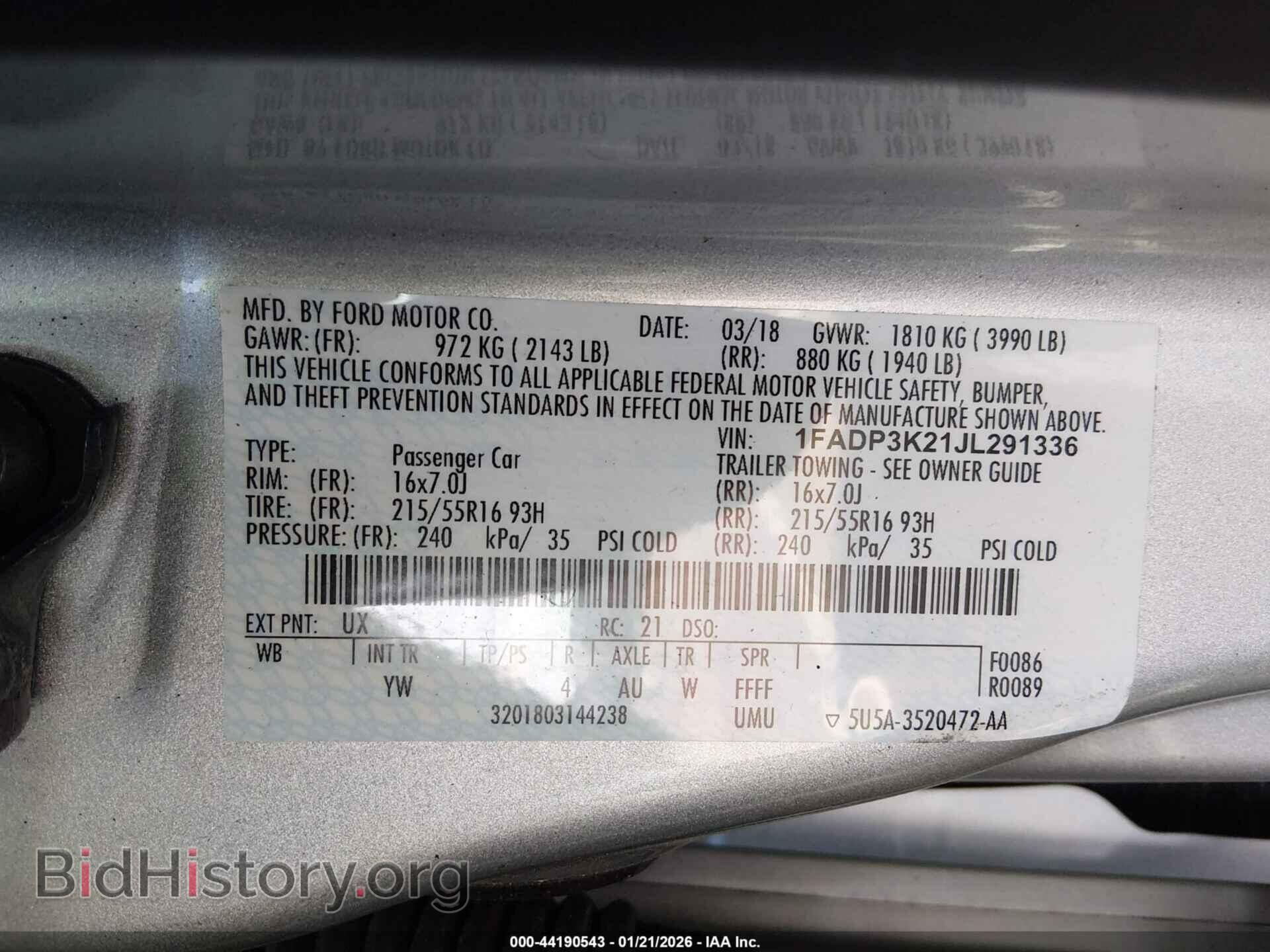 2018 FORD FOCUS - VIN: 1FADP3K21JL291336 - Фото 9