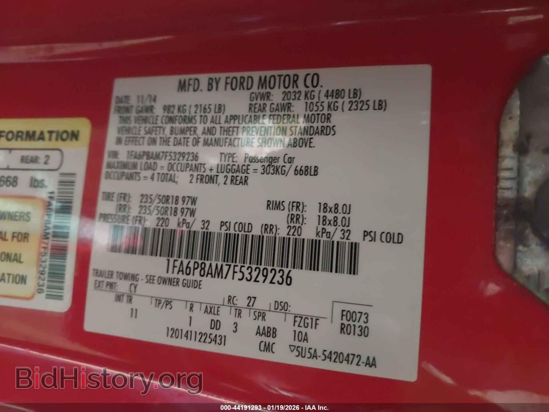2015 FORD MUSTANG - VIN: 1FA6P8AM7F5329236 - Фото 9