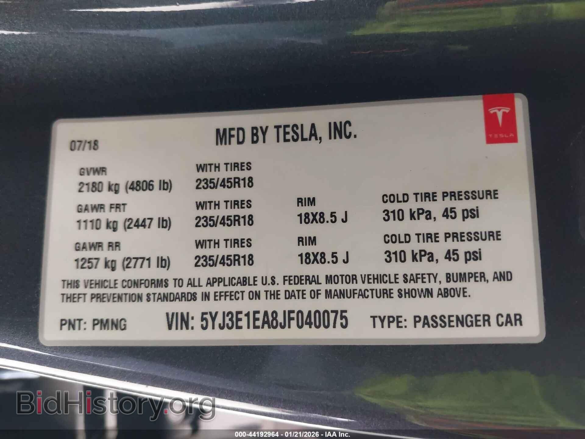 2018 TESLA MODEL 3 - VIN: 5YJ3E1EA8JF040075 - Photo 9