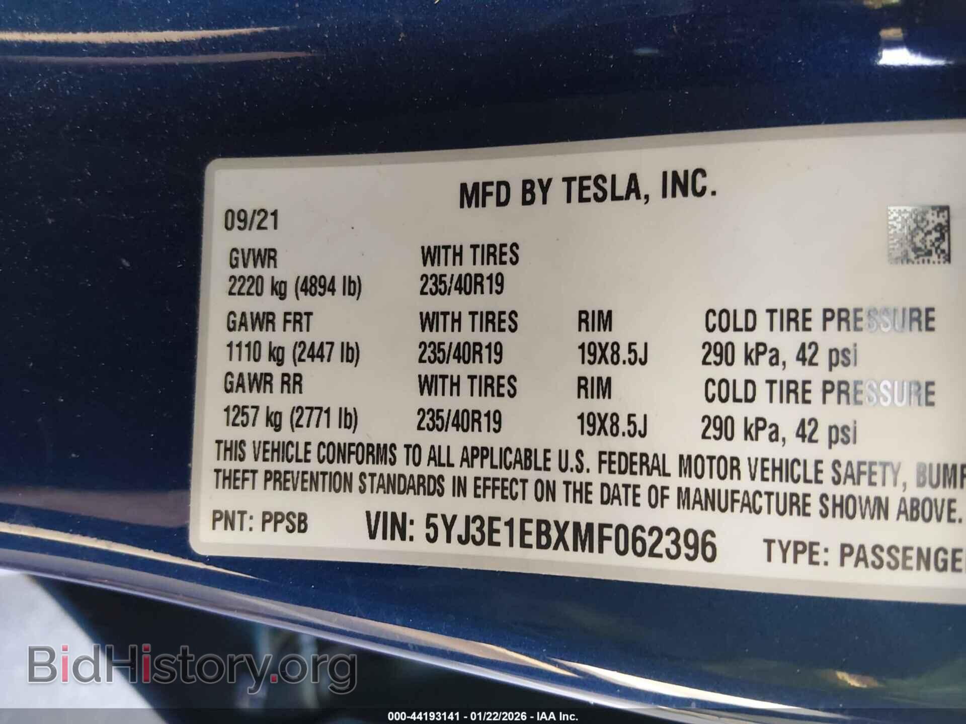 2021 TESLA MODEL 3 - VIN: 5YJ3E1EBXMF062396 - Фото 9