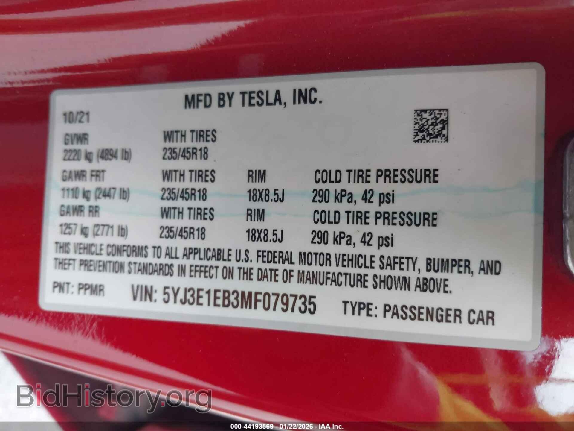 2021 TESLA MODEL 3 - VIN: 5YJ3E1EB3MF079735 - Фото 9