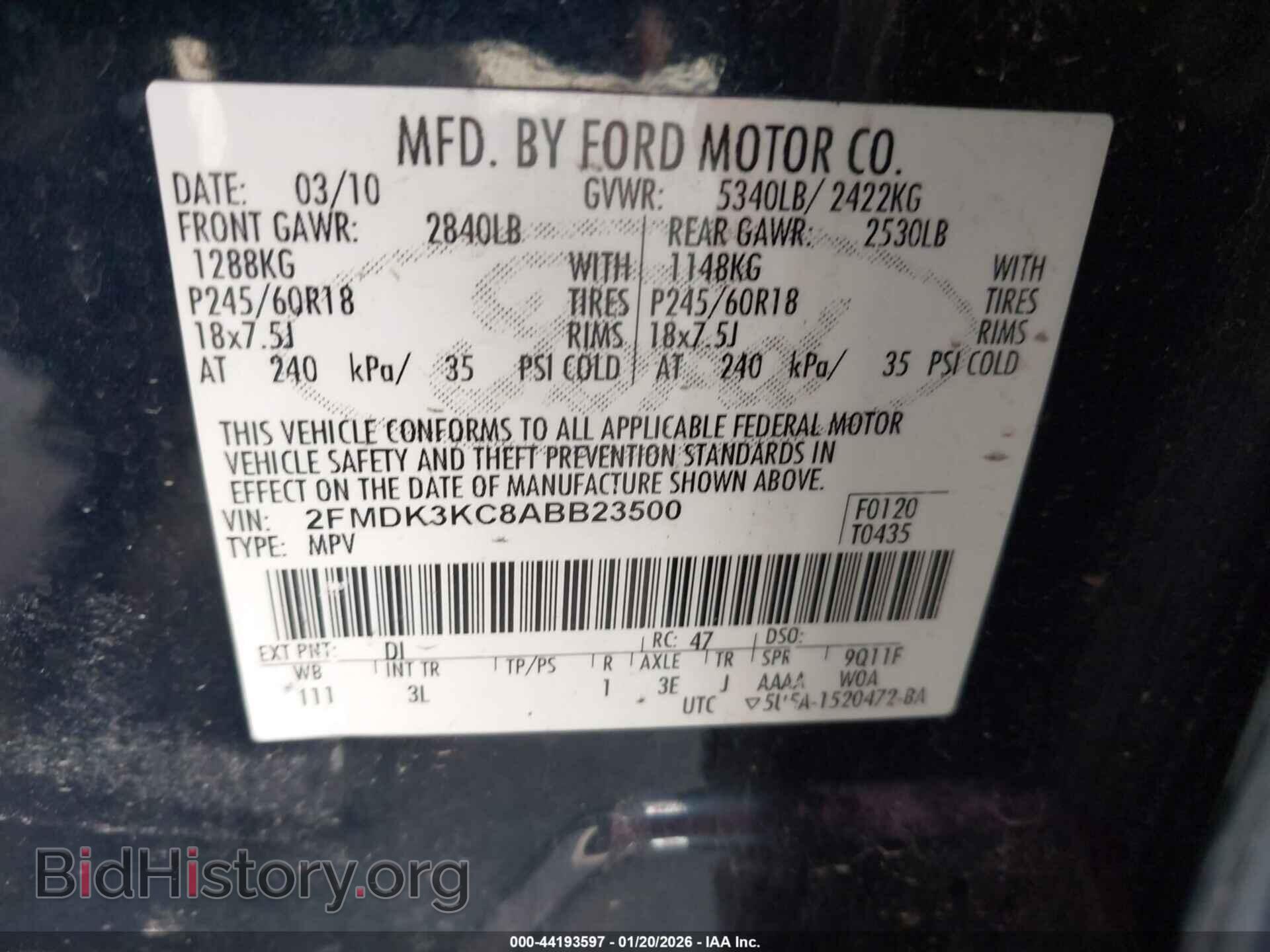 2010 FORD EDGE - VIN: 2FMDK3KC8ABB23500 - Photo 9