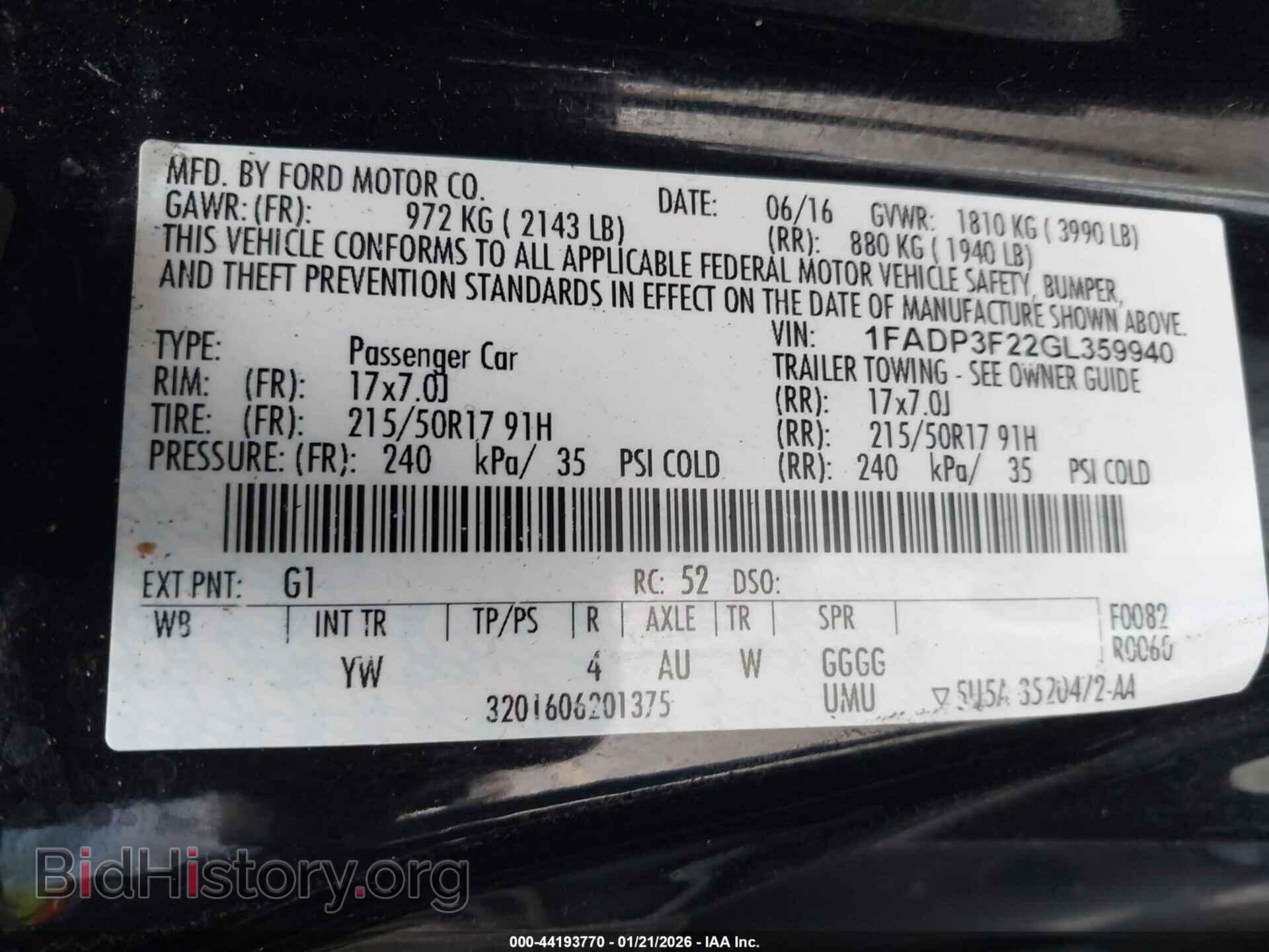 2016 FORD FOCUS - VIN: 1FADP3F22GL359940 - Фото 9