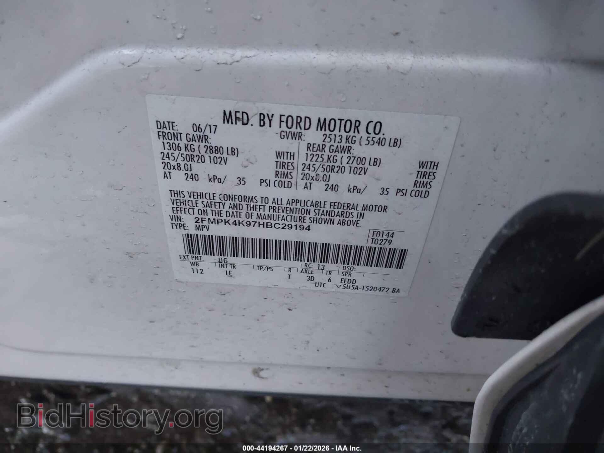 2017 FORD EDGE - VIN: 2FMPK4K97HBC29194 - Photo 9