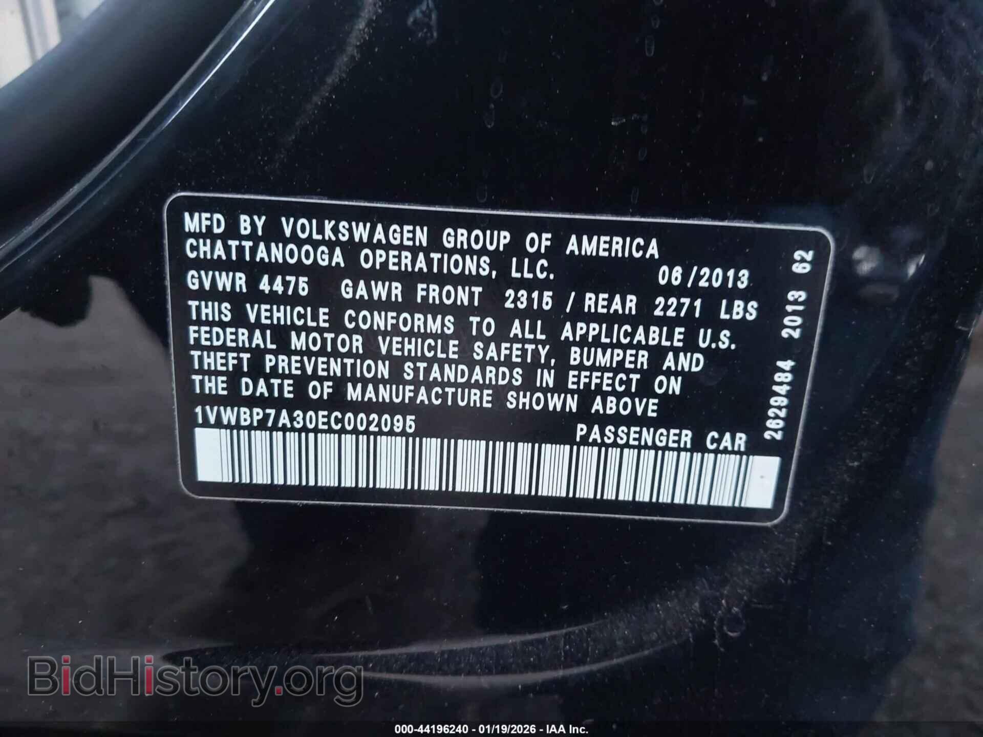 2014 VOLKSWAGEN PASSAT - VIN: 1VWBP7A30EC002095 - Фото 9