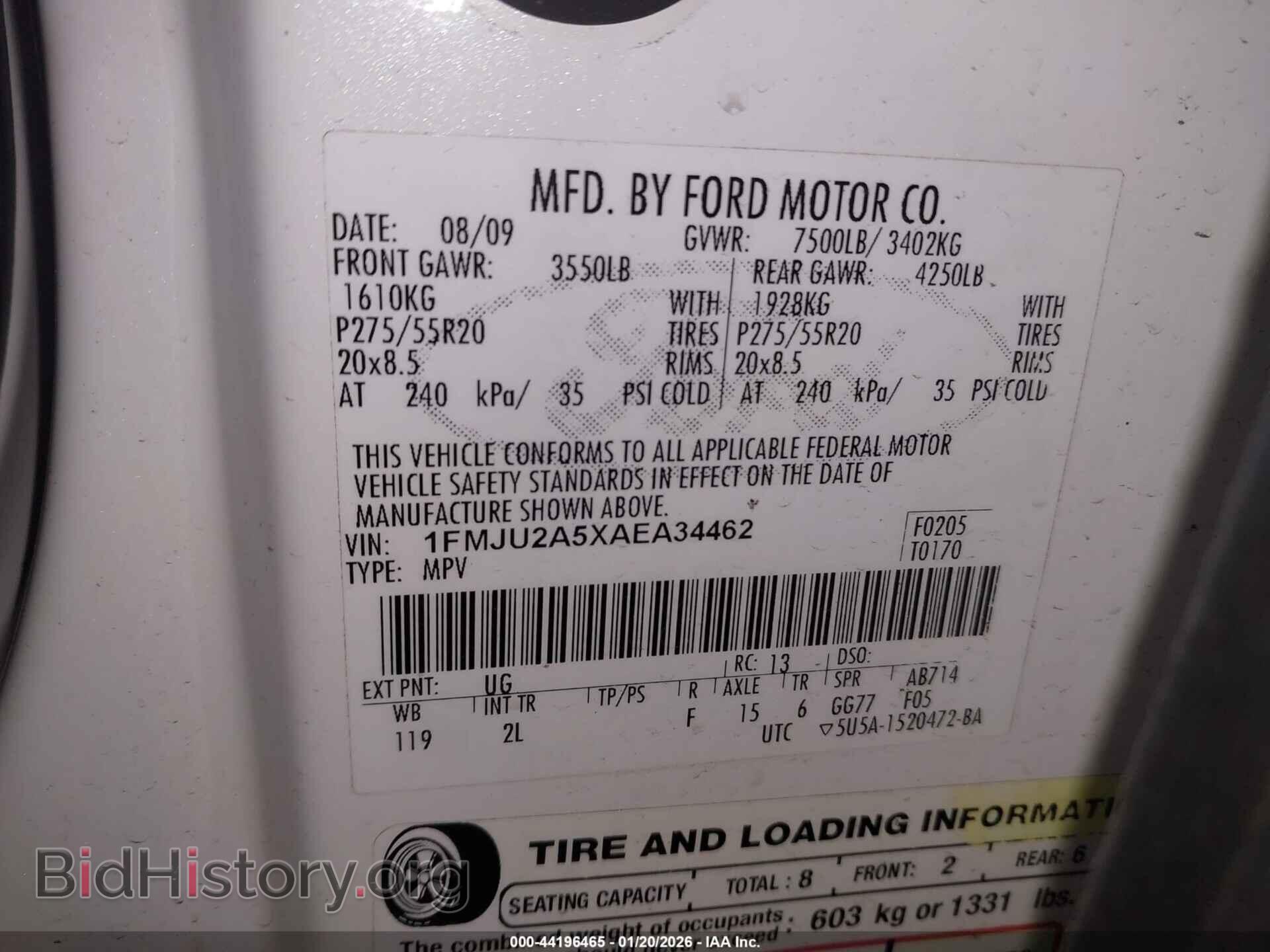 2010 FORD EXPEDITION - VIN: 1FMJU2A5XAEA34462 - Фото 9