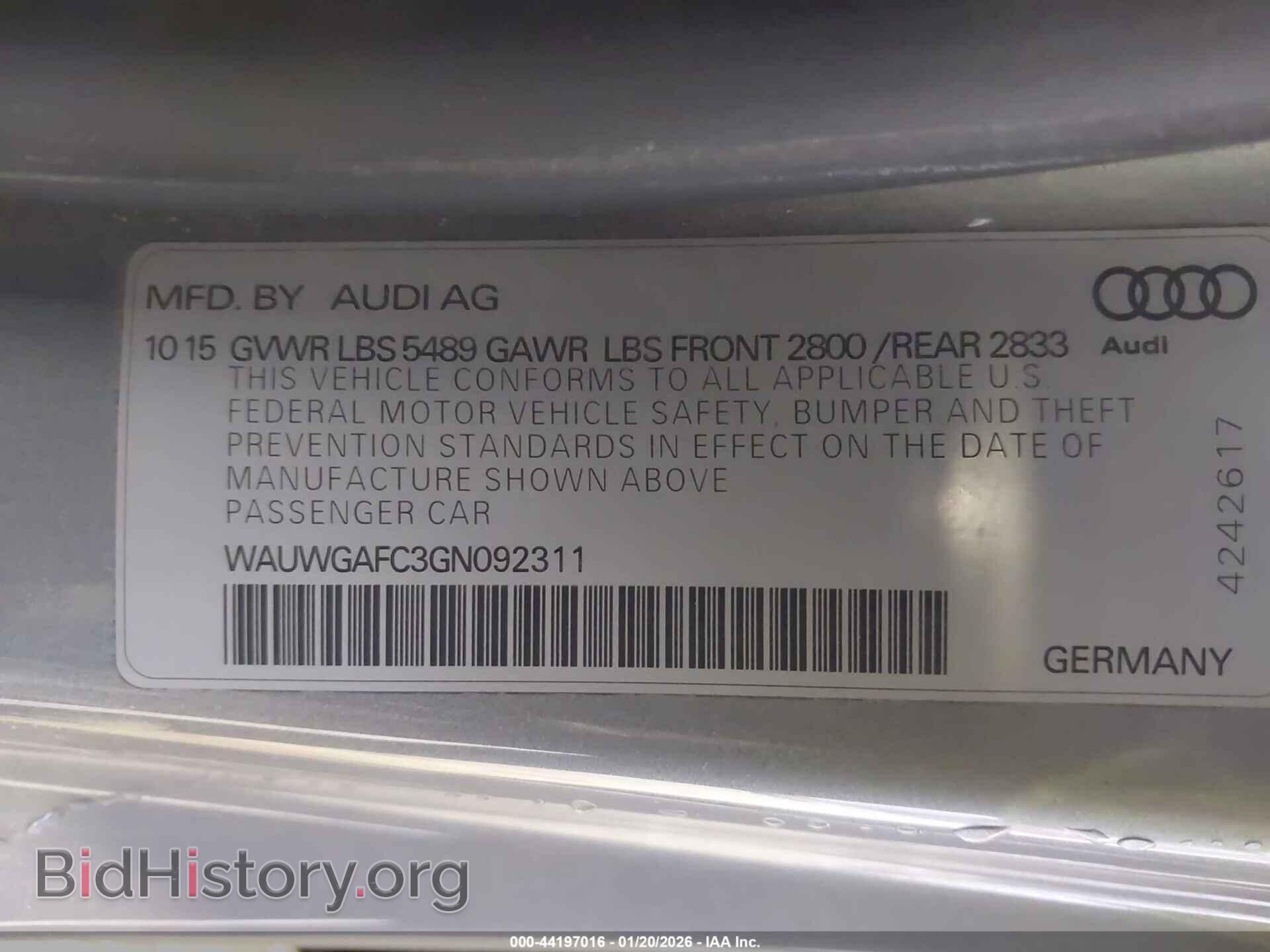 2016 AUDI A7 - VIN: WAUWGAFC3GN092311 - Фото 9