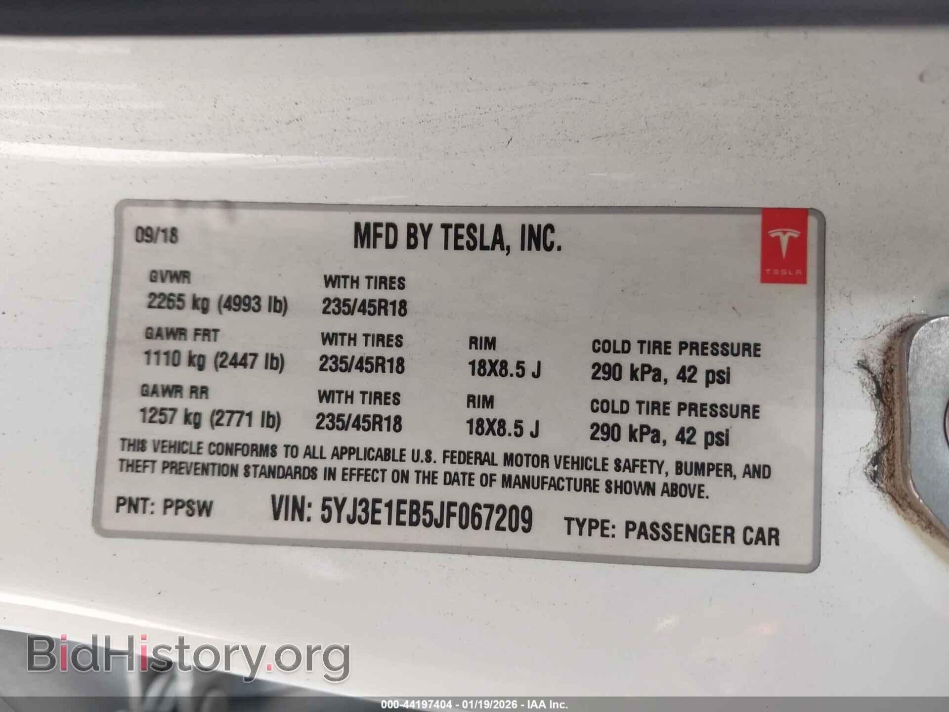 2018 TESLA MODEL 3 - VIN: 5YJ3E1EB5JF067209 - Photo 9
