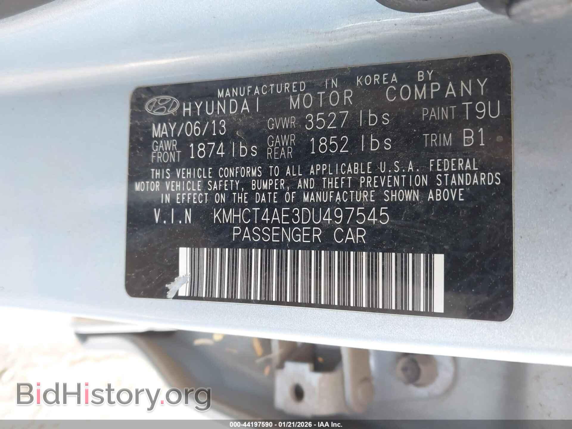 2013 HYUNDAI ACCENT - VIN: KMHCT4AE3DU497545 - Фото 9