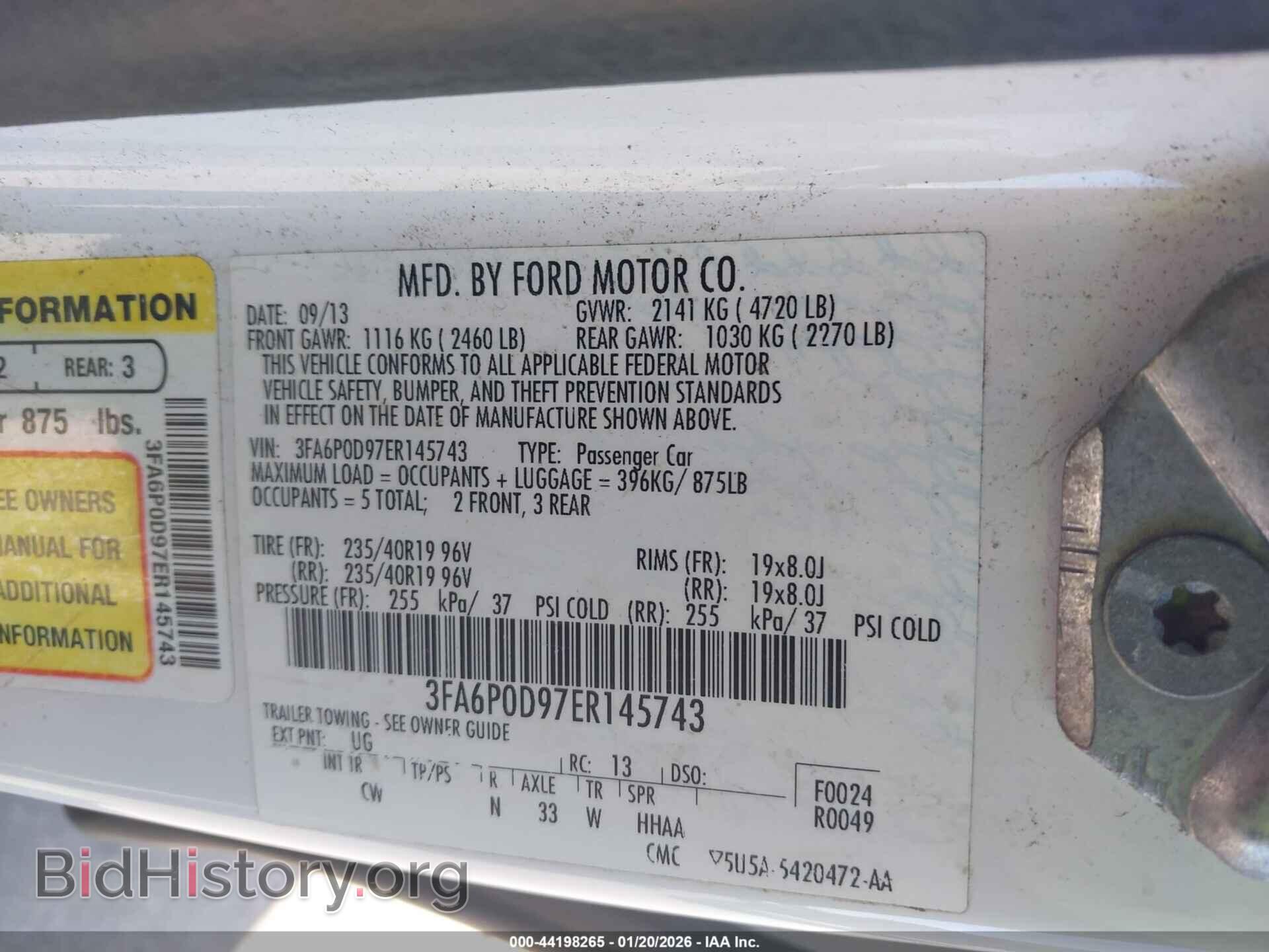 2014 FORD FUSION - VIN: 3FA6P0D97ER145743 - Фото 9