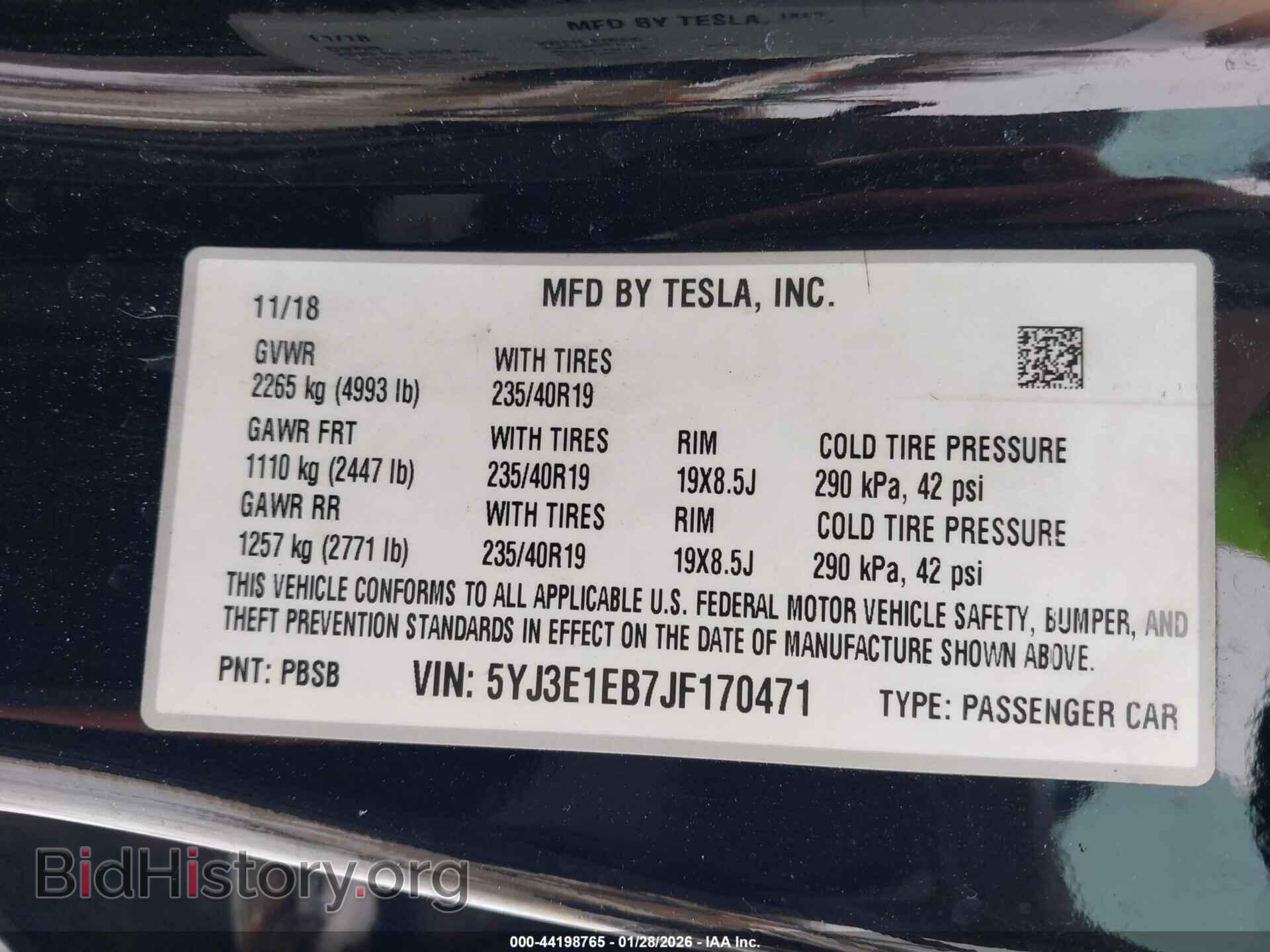 2018 TESLA MODEL 3 - VIN: 5YJ3E1EB7JF170471 - Photo 9