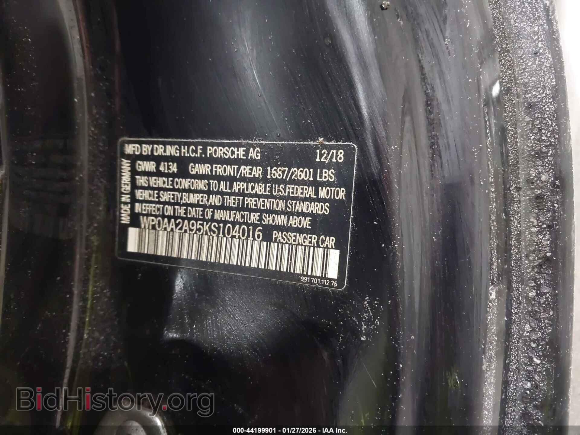 2019 PORSCHE 911 - VIN: WP0AA2A95KS104016 - Фото 9