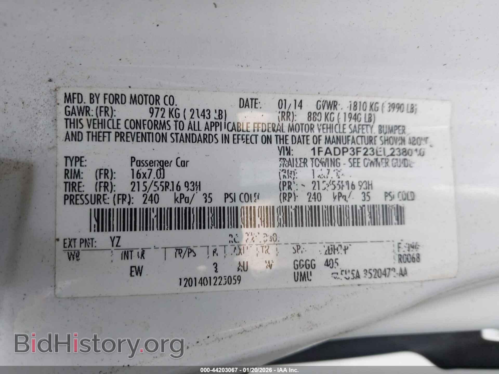 2014 FORD FOCUS - VIN: 1FADP3F23EL238010 - Фото 9