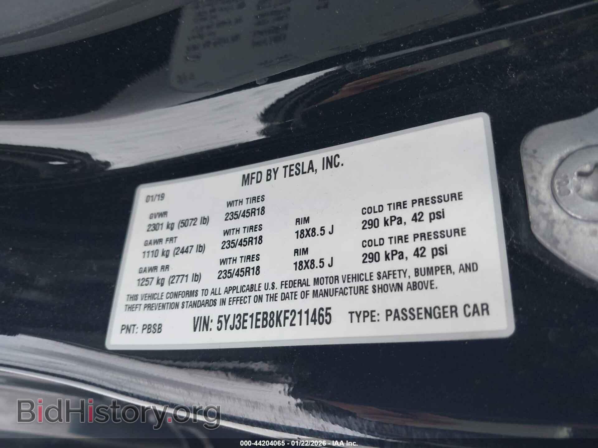 2019 TESLA MODEL 3 - VIN: 5YJ3E1EB8KF211465 - Photo 9