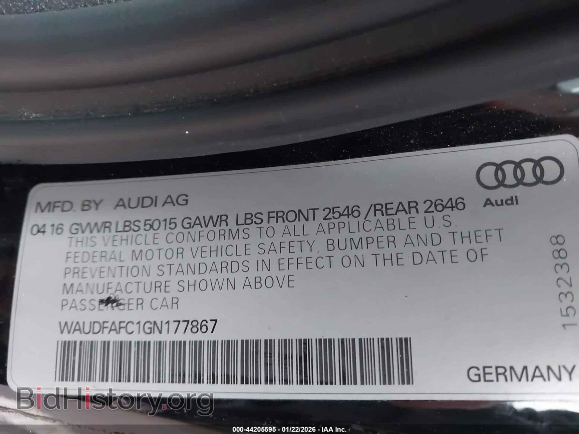 2016 AUDI A6 - VIN: WAUDFAFC1GN177867 - Photo 9