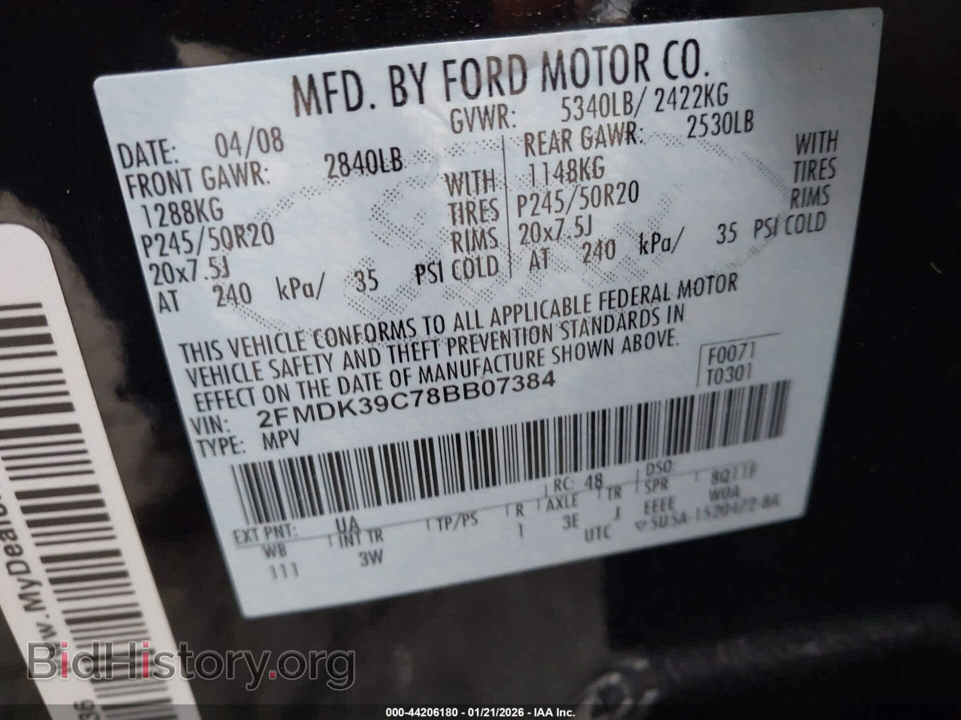 2008 FORD EDGE - VIN: 2FMDK39C78BB07384 - Photo 9