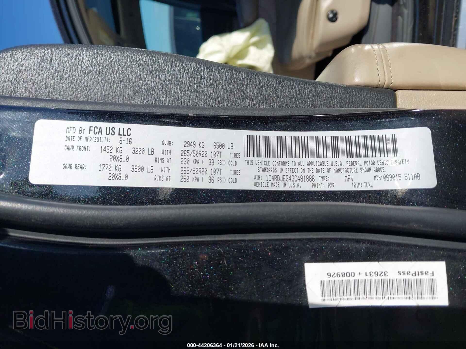 2016 DODGE DURANGO - VIN: 1C4RDJEG4GC481886 - Фото 9