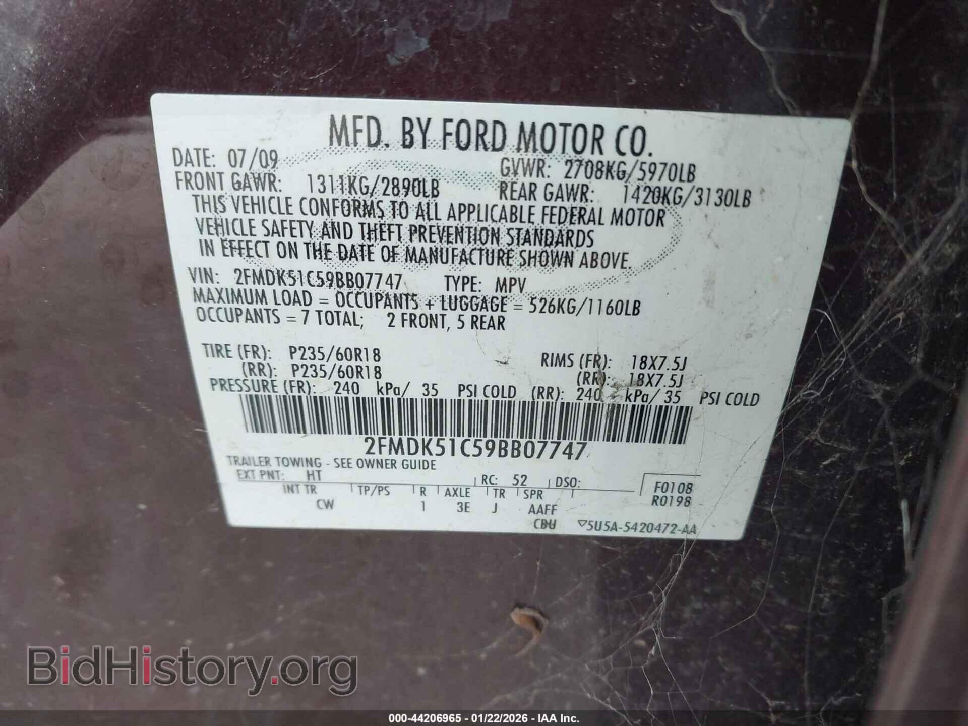 2009 FORD FLEX - VIN: 2FMDK51C59BB07747 - Photo 9