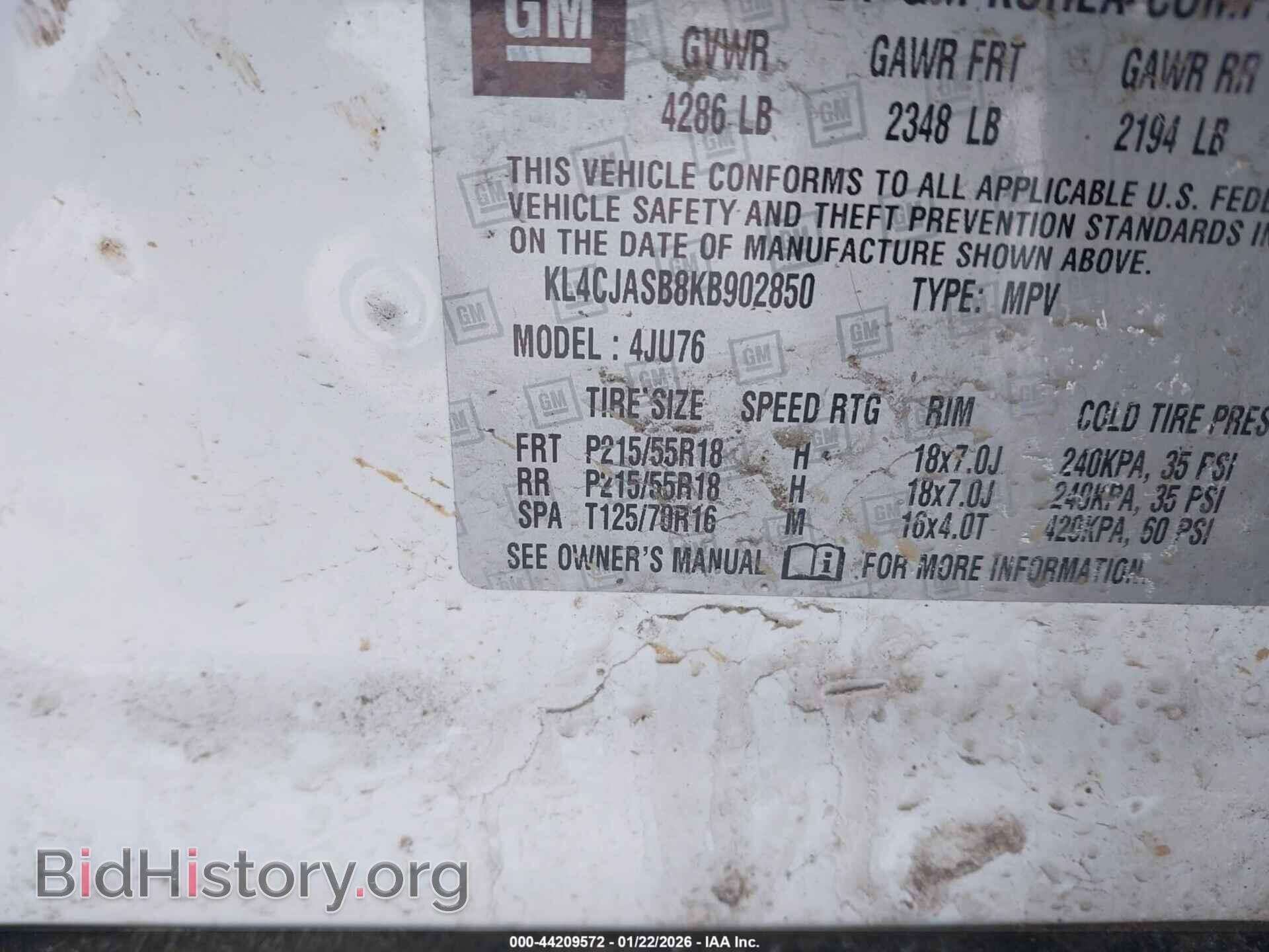 2019 BUICK ENCORE - VIN: KL4CJASB8KB902850 - Фото 9