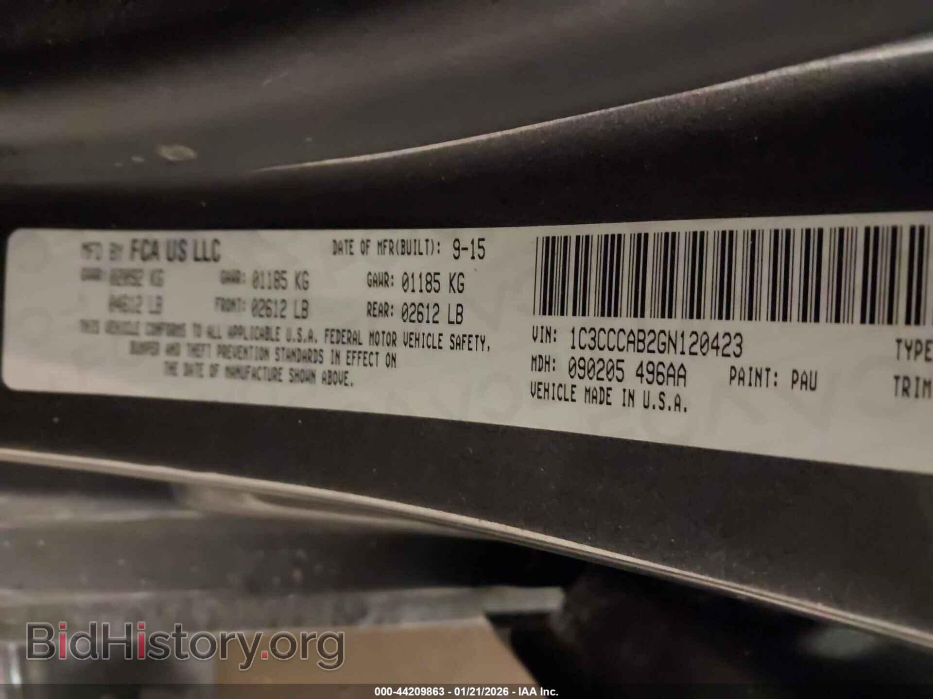 2016 CHRYSLER 200 - VIN: 1C3CCCAB2GN120423 - Фото 9