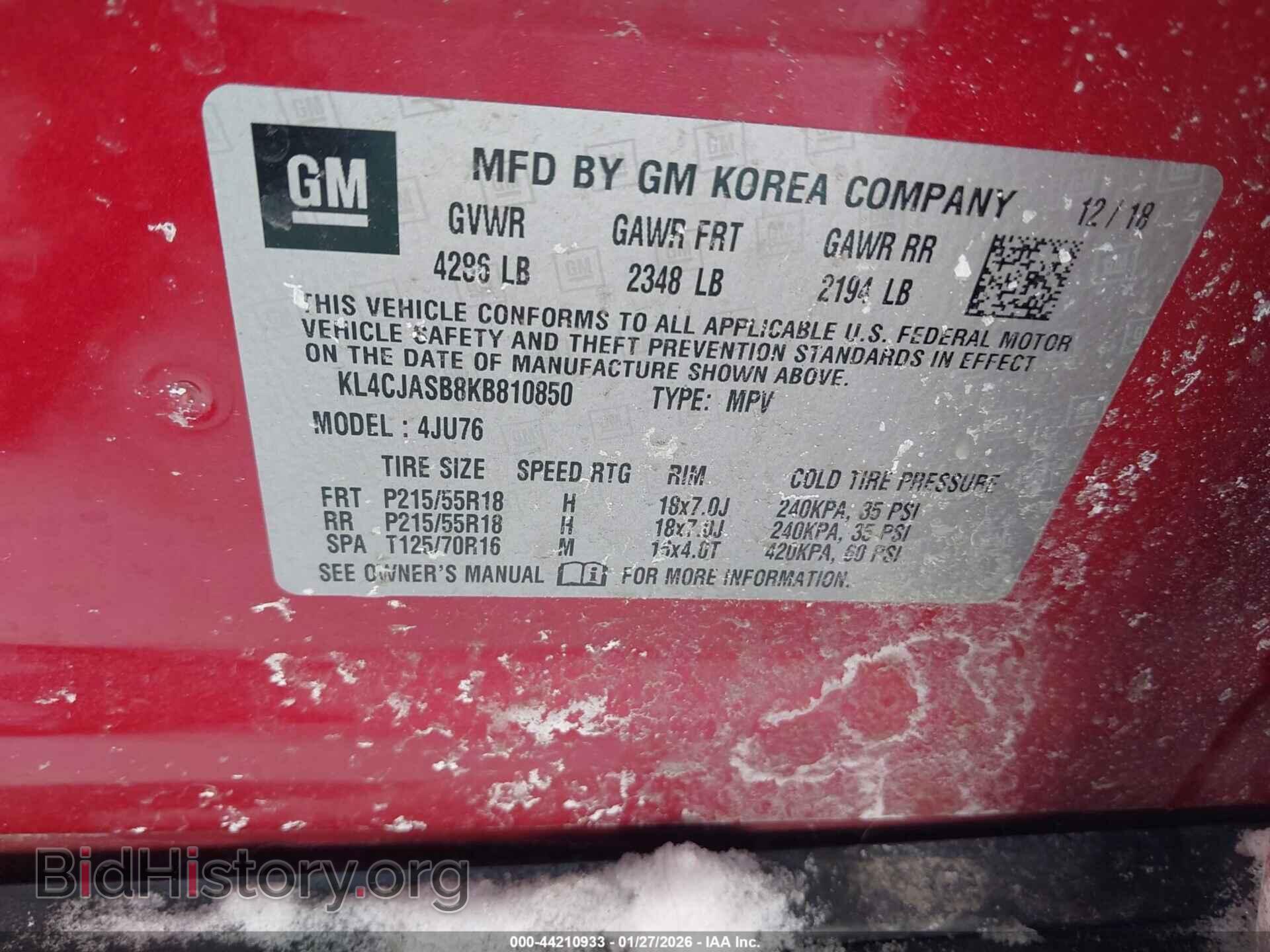 2019 BUICK ENCORE - VIN: KL4CJASB8KB810850 - Фото 9