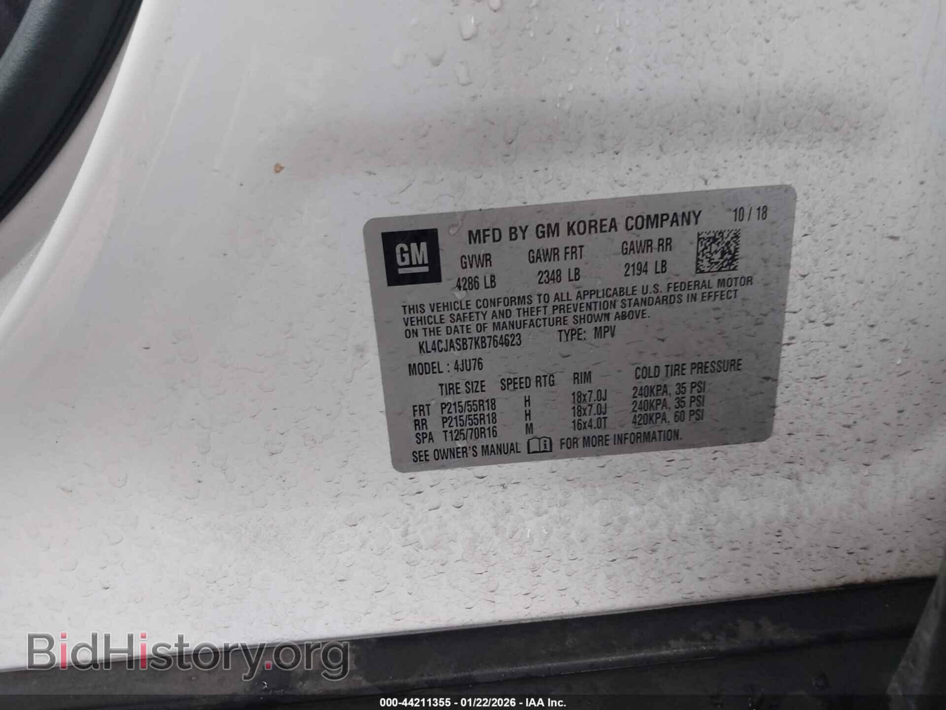 2019 BUICK ENCORE - VIN: KL4CJASB7KB764623 - Фото 9
