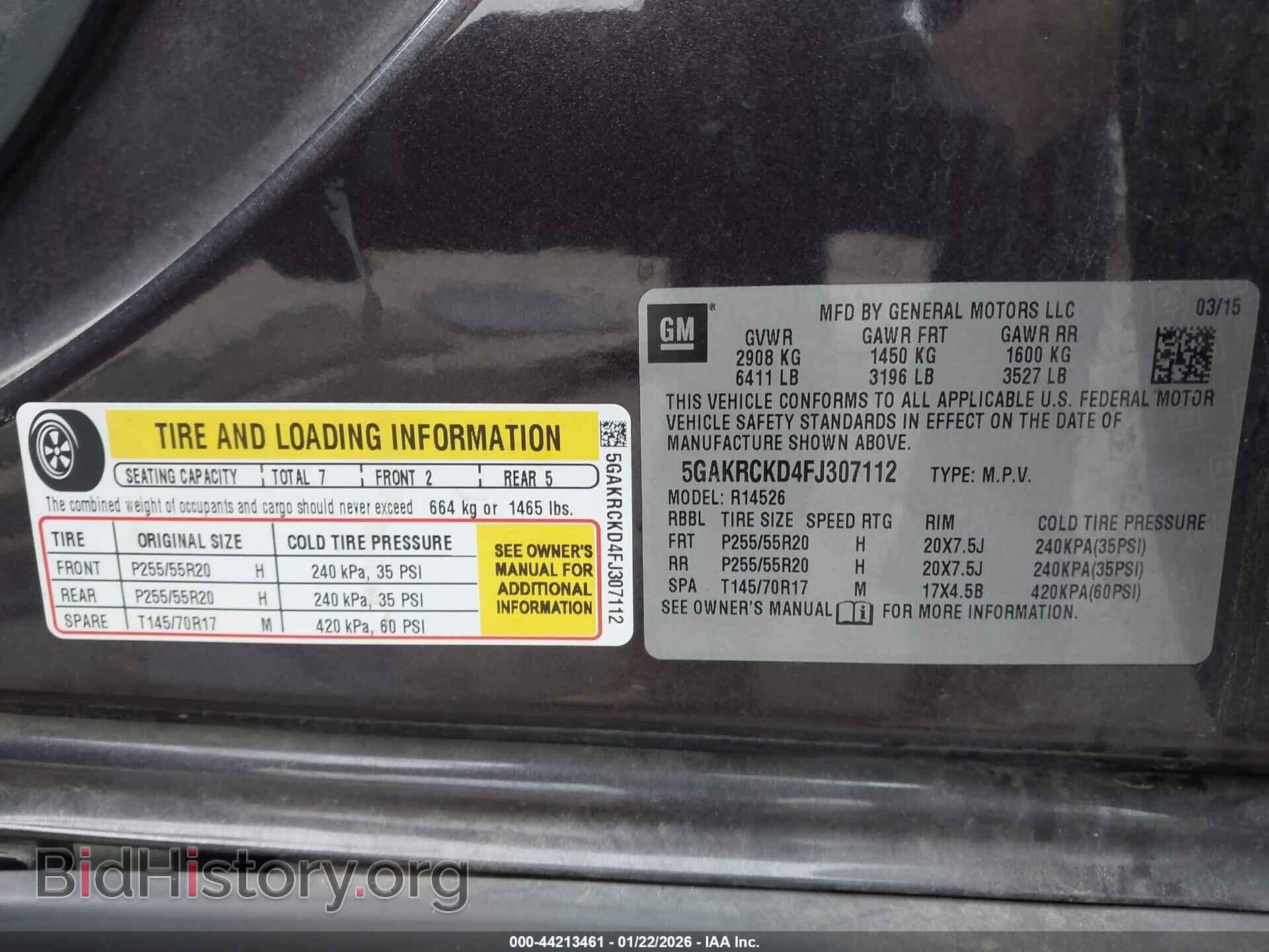 2015 BUICK ENCLAVE - VIN: 5GAKRCKD4FJ307112 - Фото 9