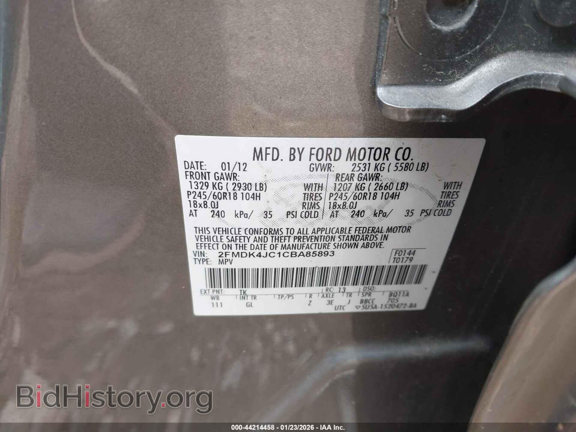 2012 FORD EDGE - VIN: 2FMDK4JC1CBA85893 - Photo 9