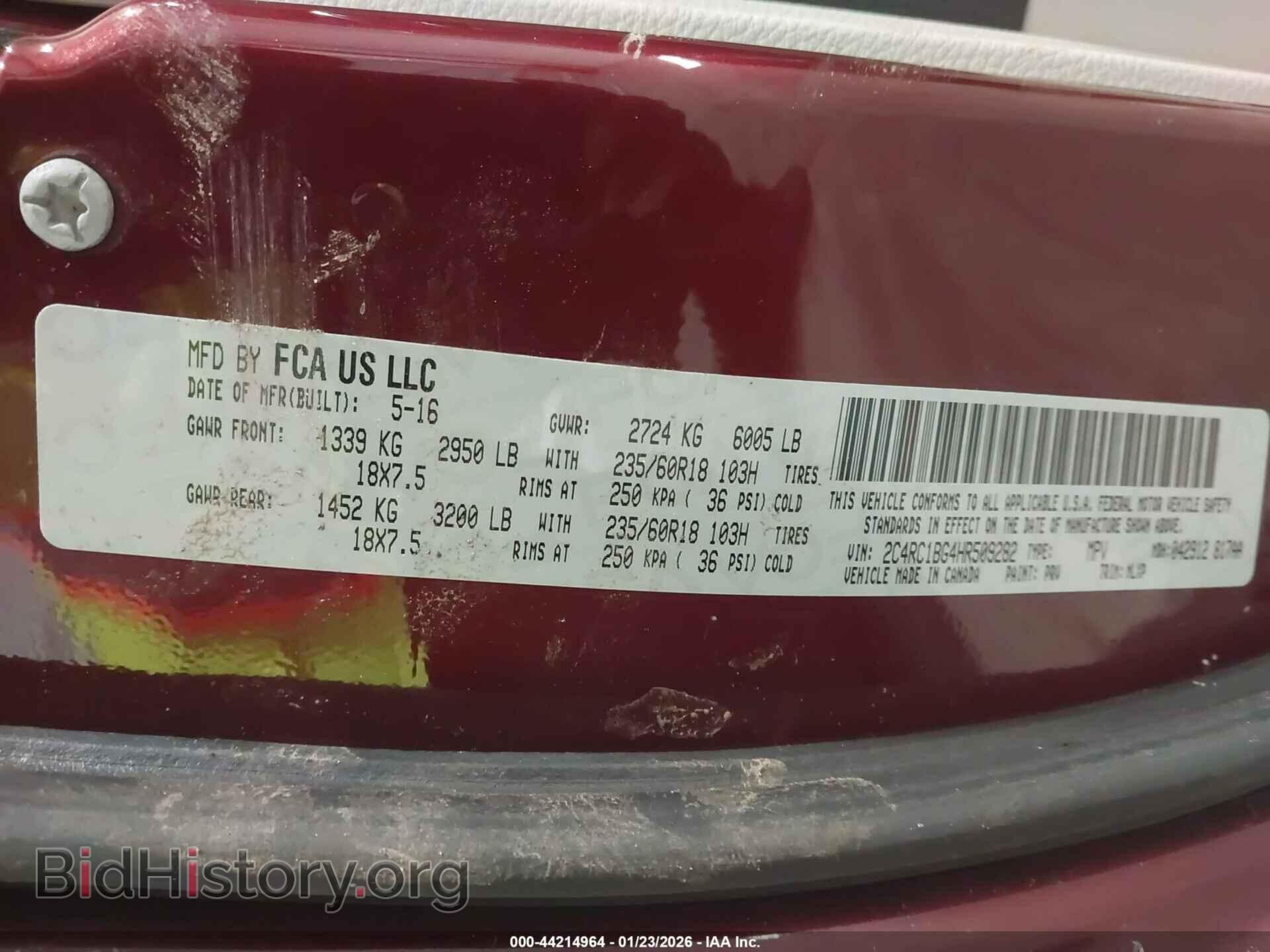 2017 CHRYSLER PACIFICA - VIN: 2C4RC1BG4HR509282 - Фото 9