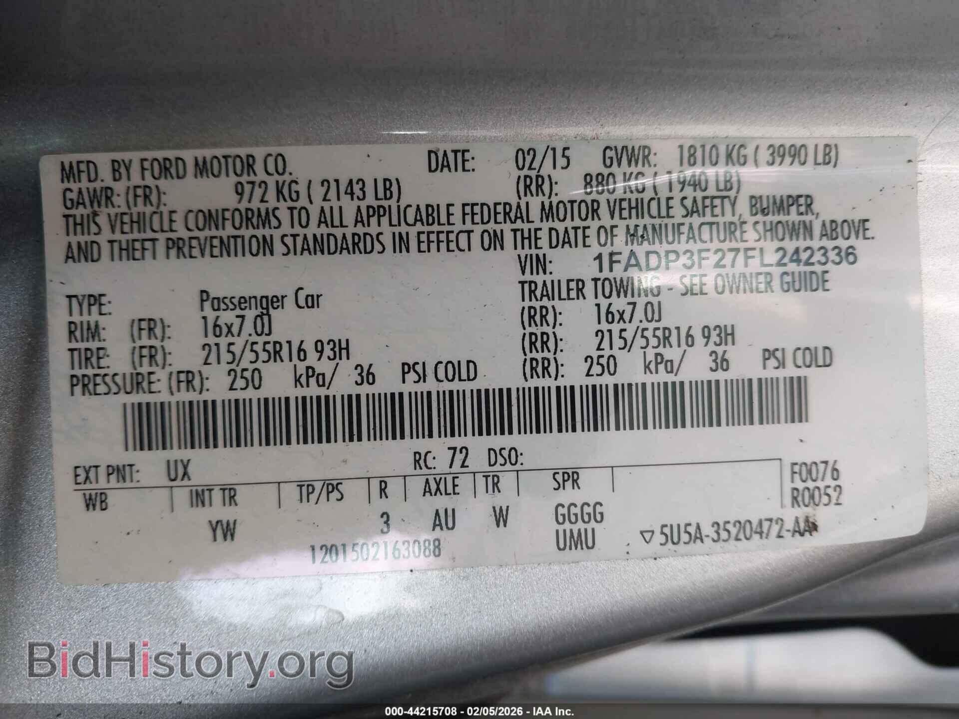 2015 FORD FOCUS - VIN: 1FADP3F27FL242336 - Фото 9