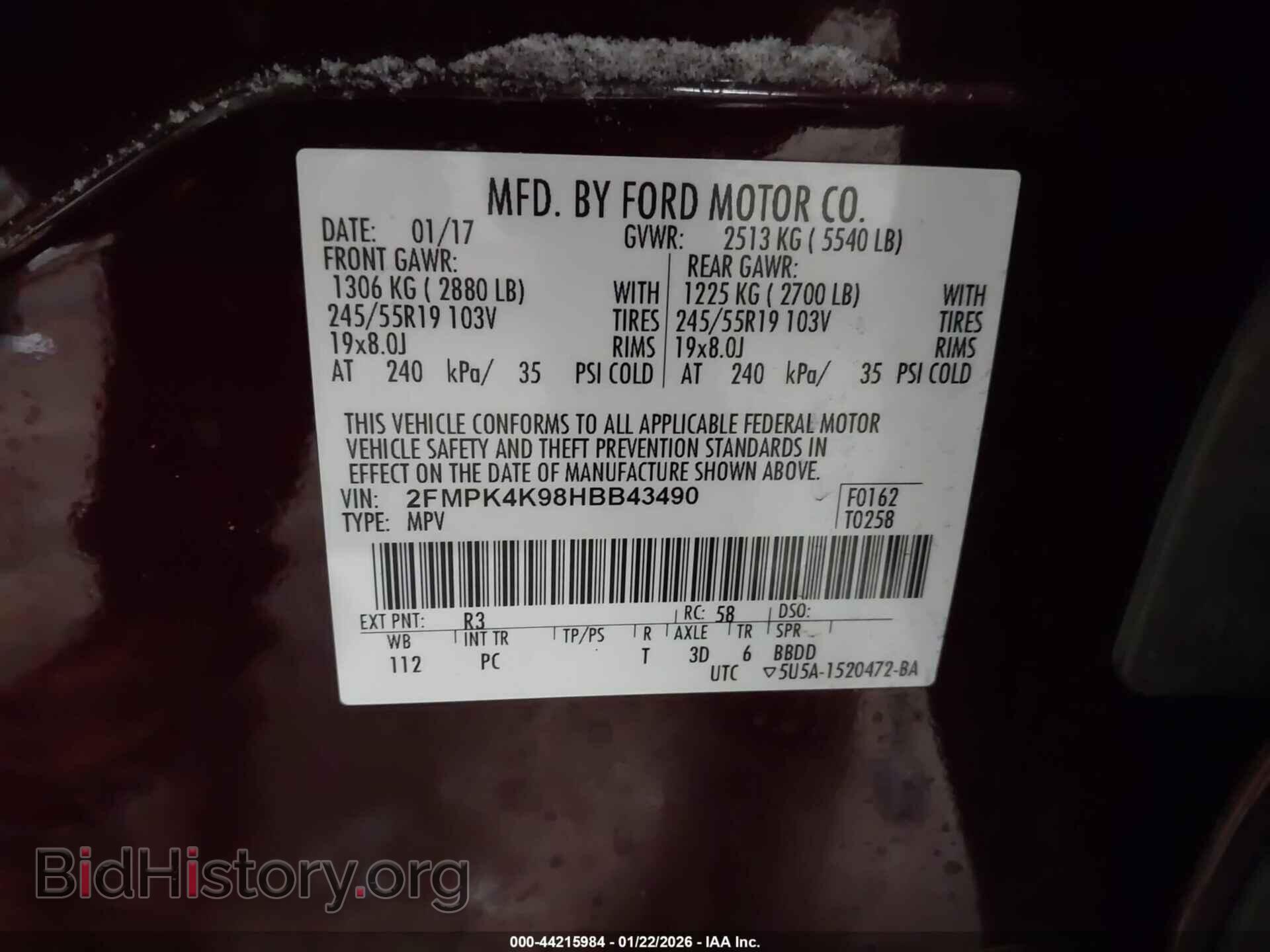 2017 FORD EDGE - VIN: 2FMPK4K98HBB43490 - Photo 9