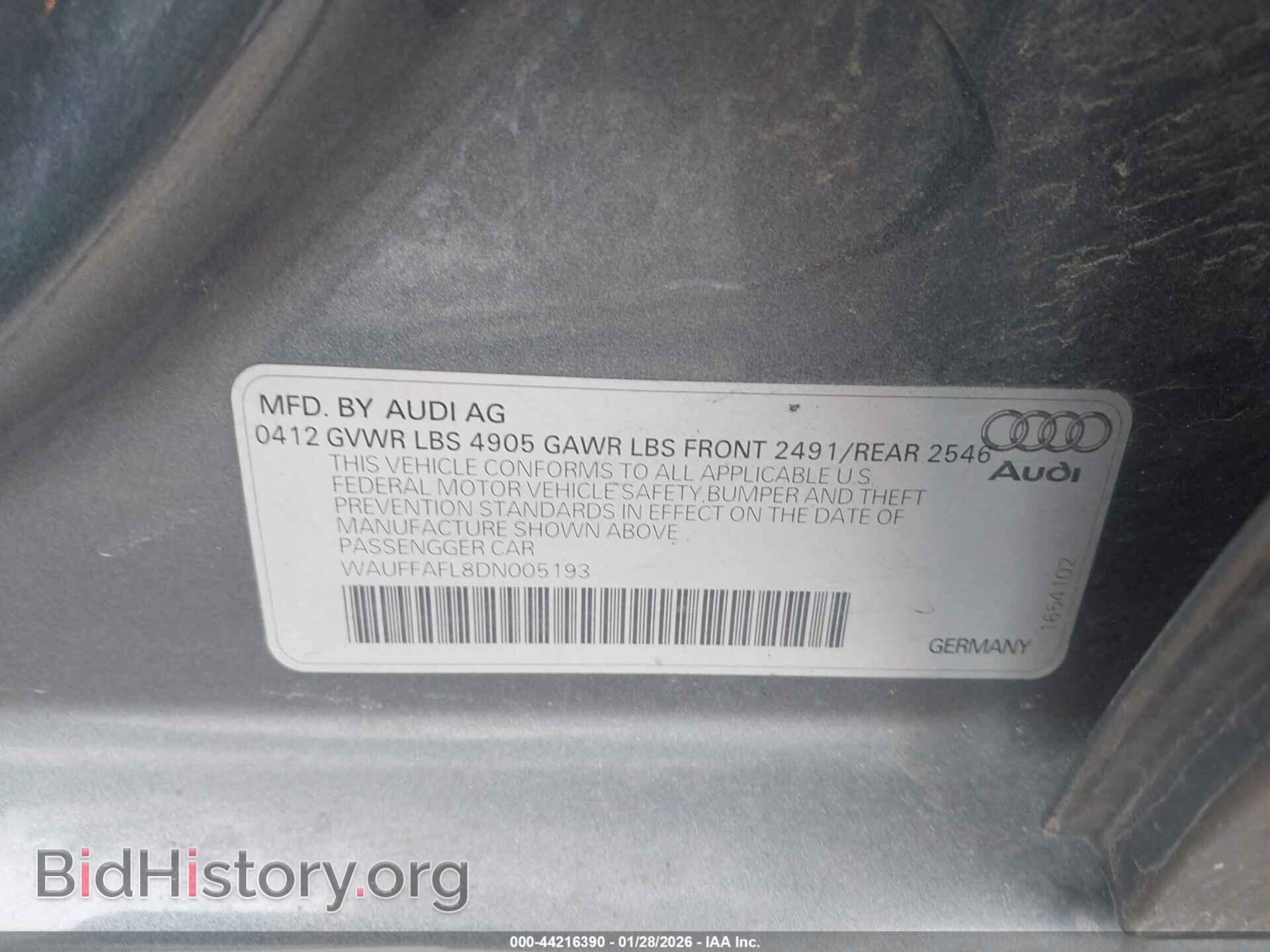2013 AUDI A4 - VIN: WAUFFAFL8DN005193 - Фото 9