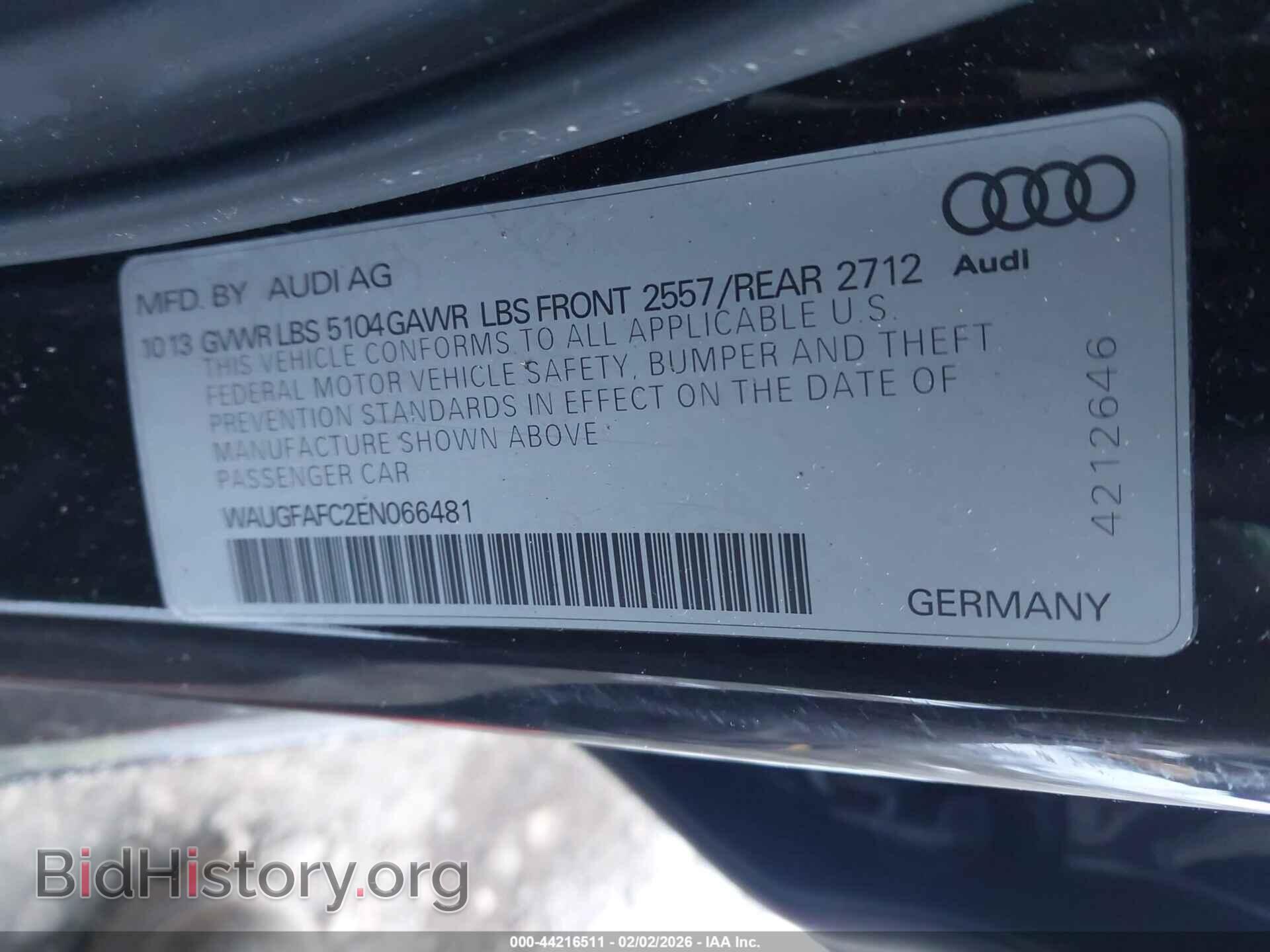 2014 AUDI A6 - VIN: WAUGFAFC2EN066481 - Фото 9