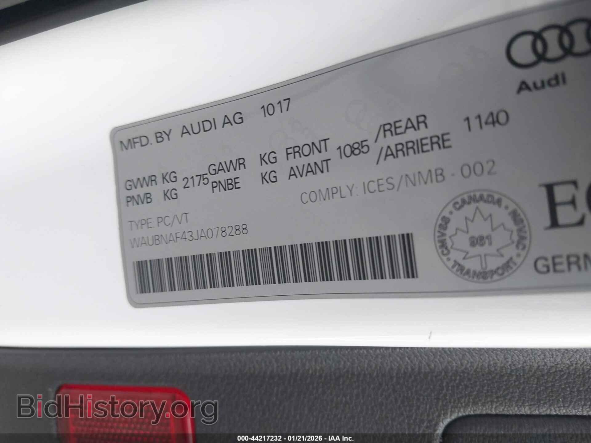 2018 AUDI A4 - VIN: WAUBNAF43JA078288 - Фото 9