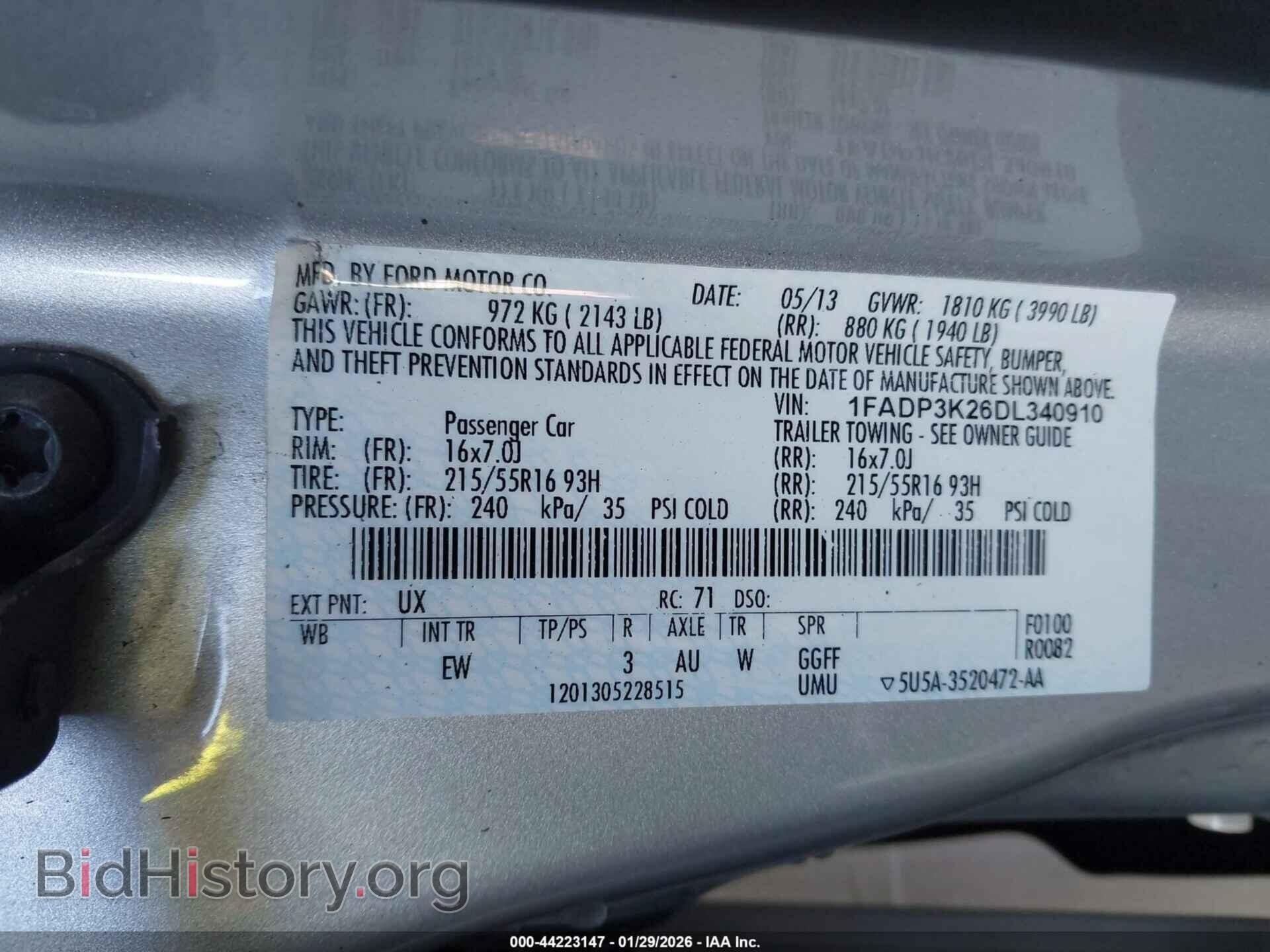 2013 FORD FOCUS - VIN: 1FADP3K26DL340910 - Фото 9
