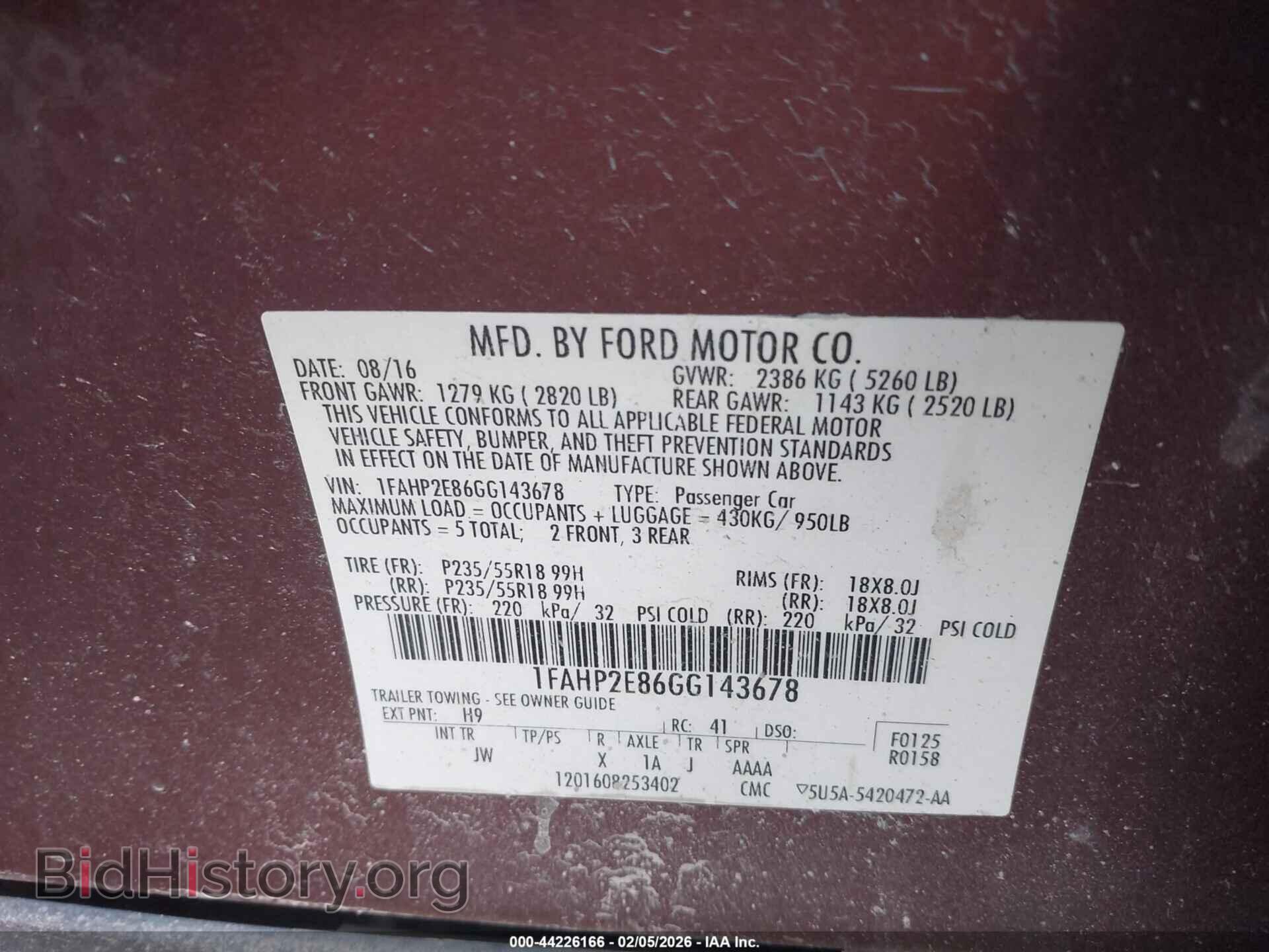 2016 FORD TAURUS - VIN: 1FAHP2E86GG143678 - Photo 9