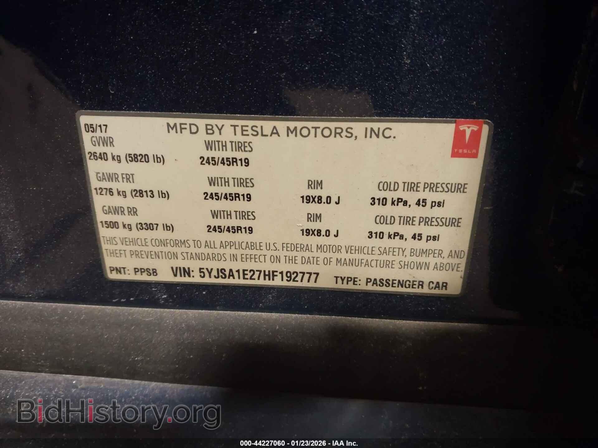 2017 TESLA MODEL S - VIN: 5YJSA1E27HF192777 - Фото 9