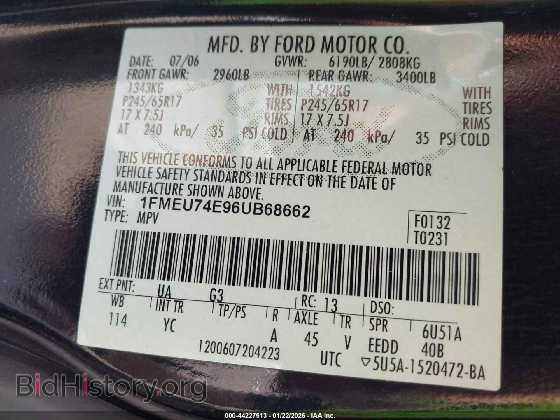 2006 FORD EXPLORER - VIN: 1FMEU74E96UB68662 - Photo 9