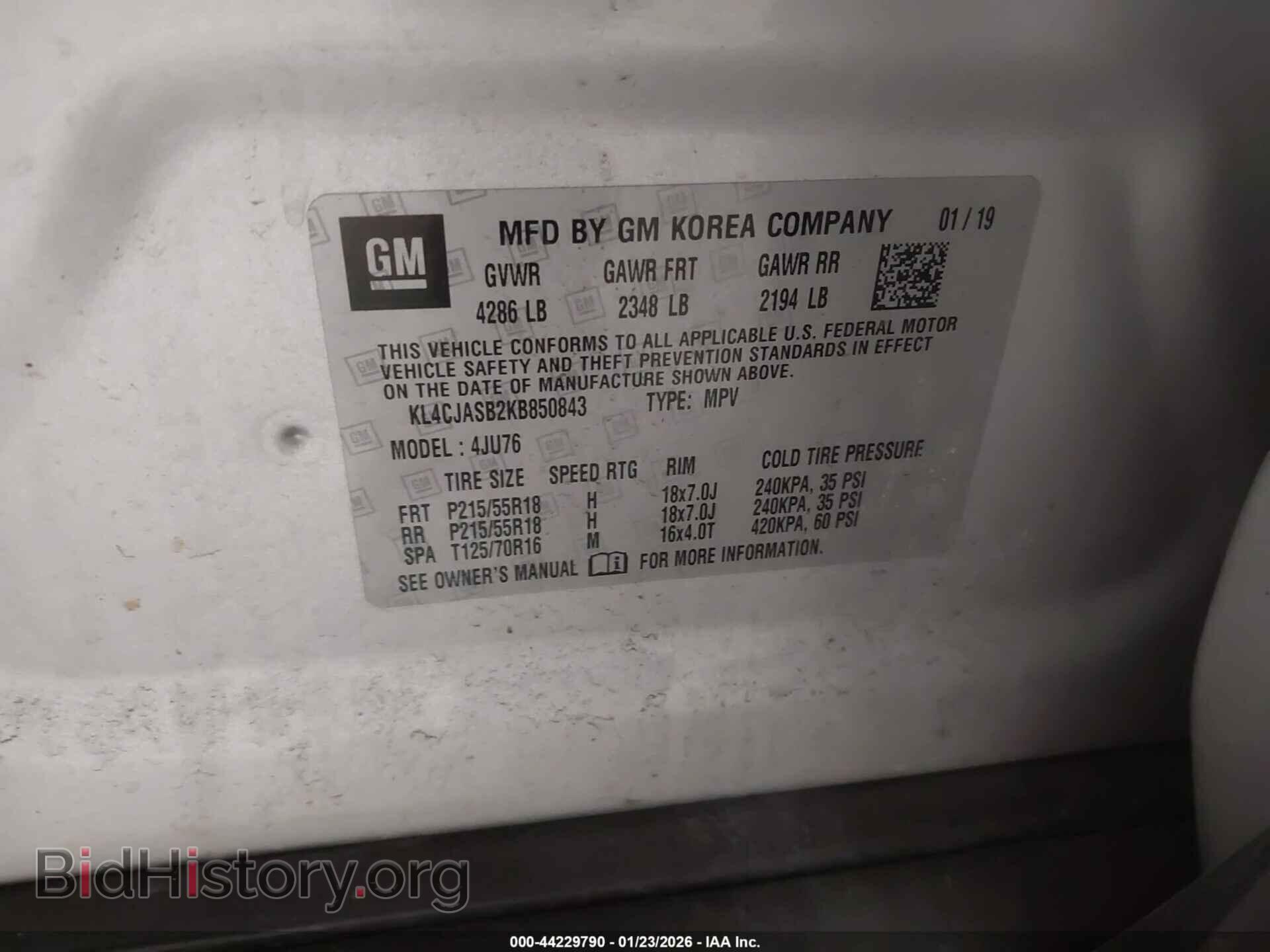 2019 BUICK ENCORE - VIN: KL4CJASB2KB850843 - Фото 9