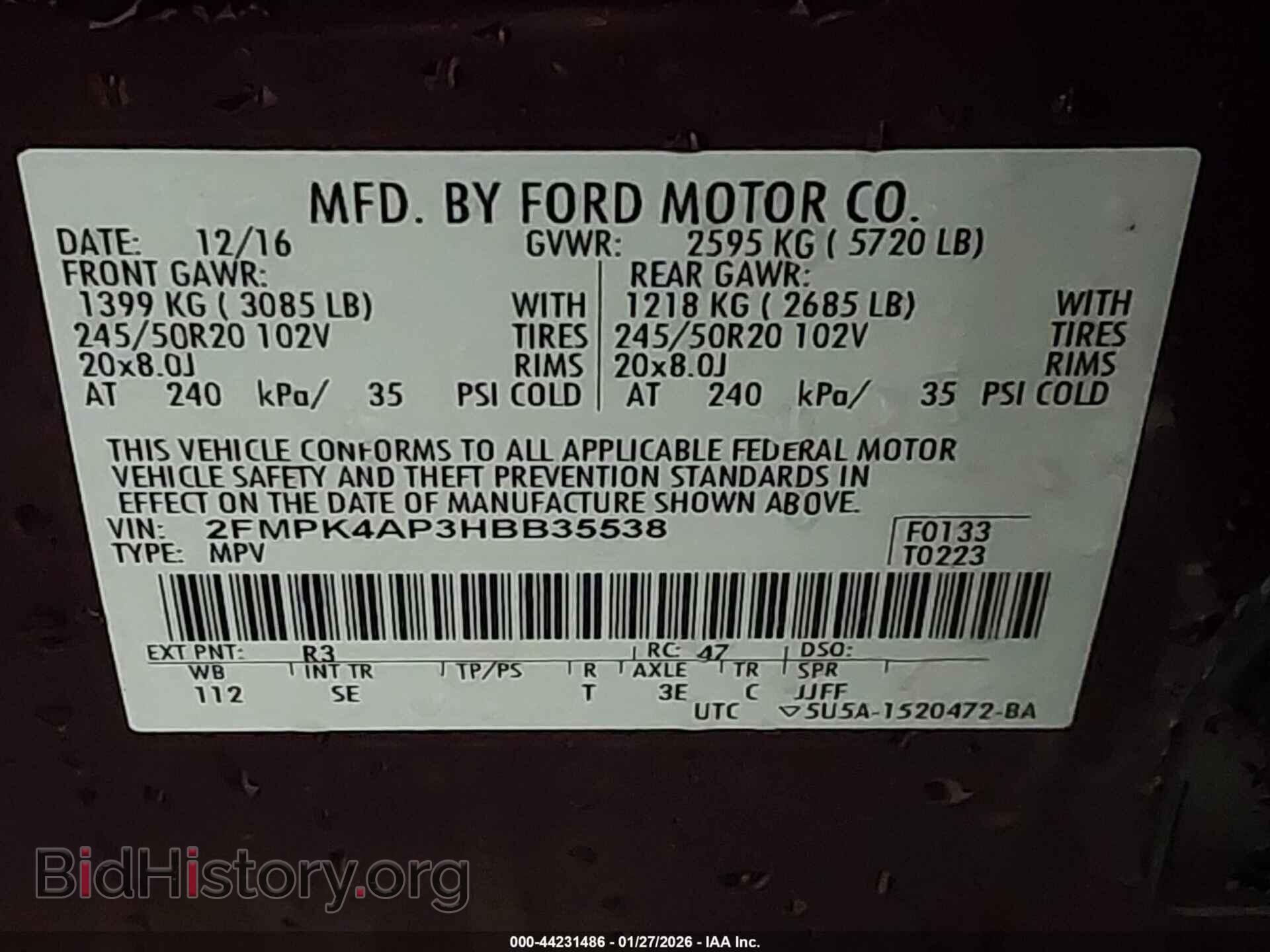 2017 FORD EDGE - VIN: 2FMPK4AP3HBB35538 - Фото 9