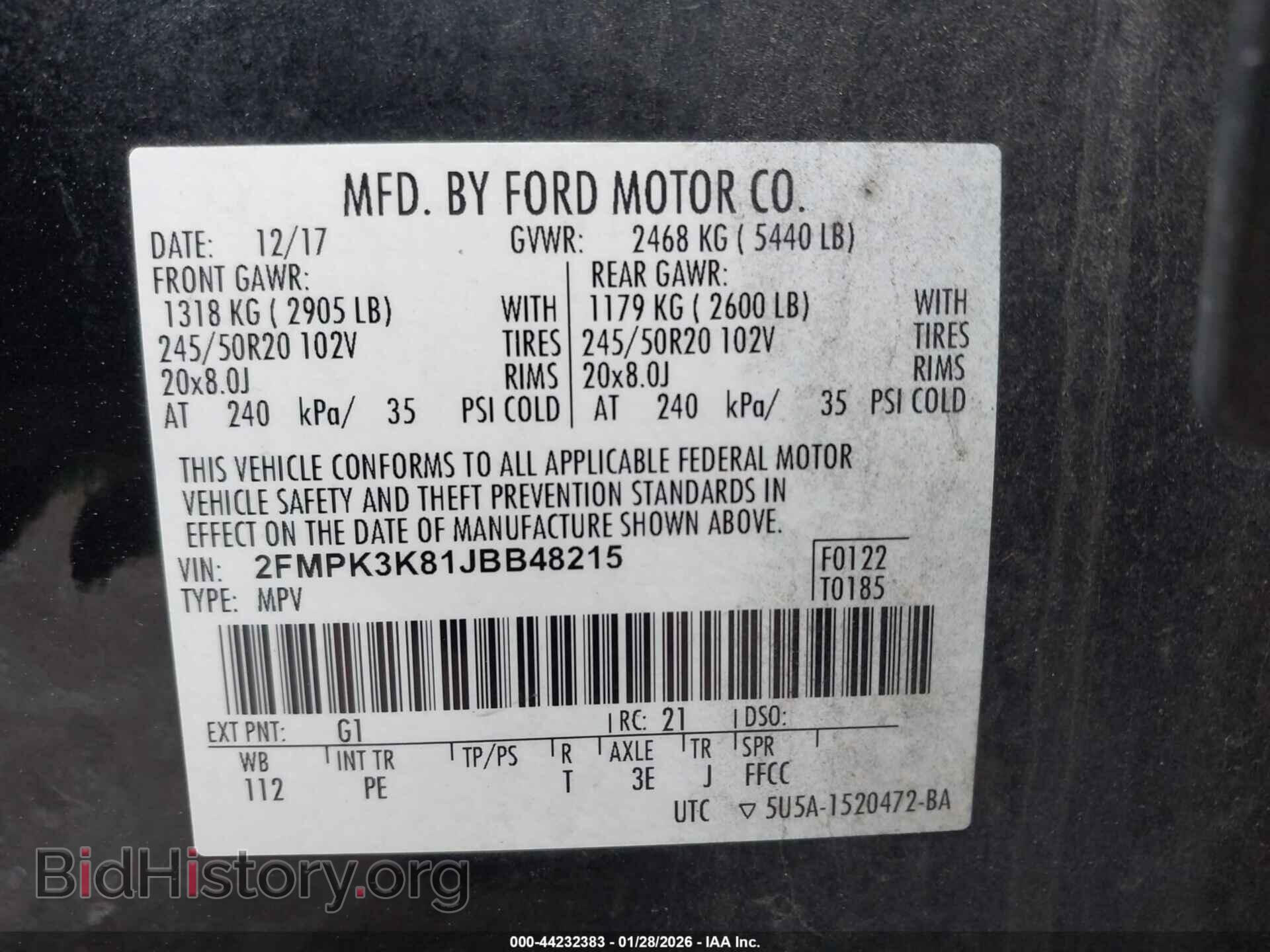 2018 FORD EDGE - VIN: 2FMPK3K81JBB48215 - Фото 9