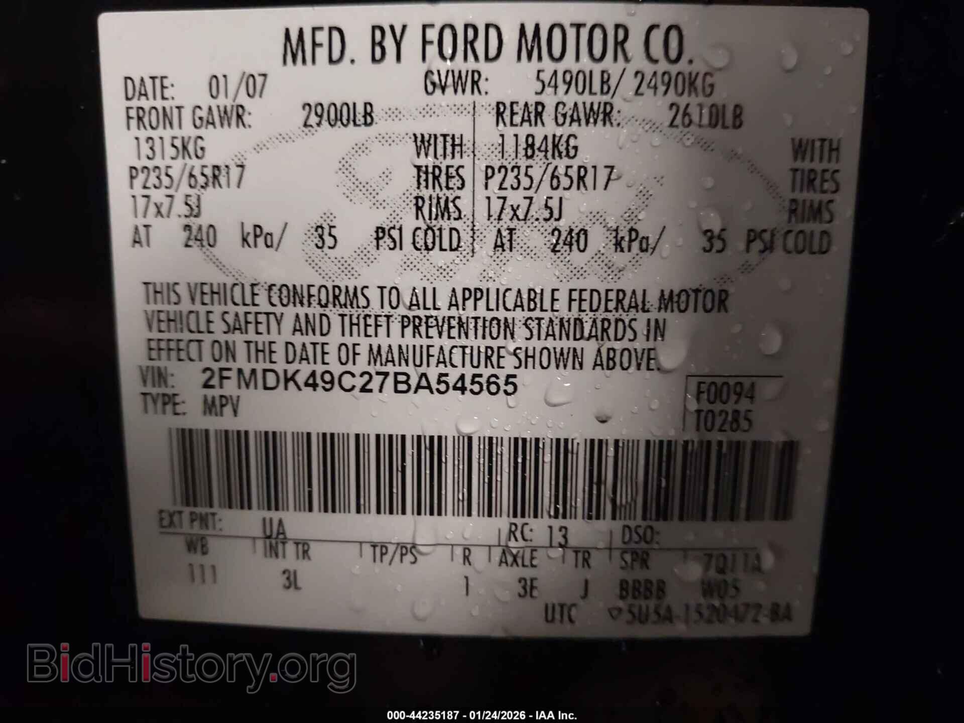 2007 FORD EDGE - VIN: 2FMDK49C27BA54565 - Photo 9