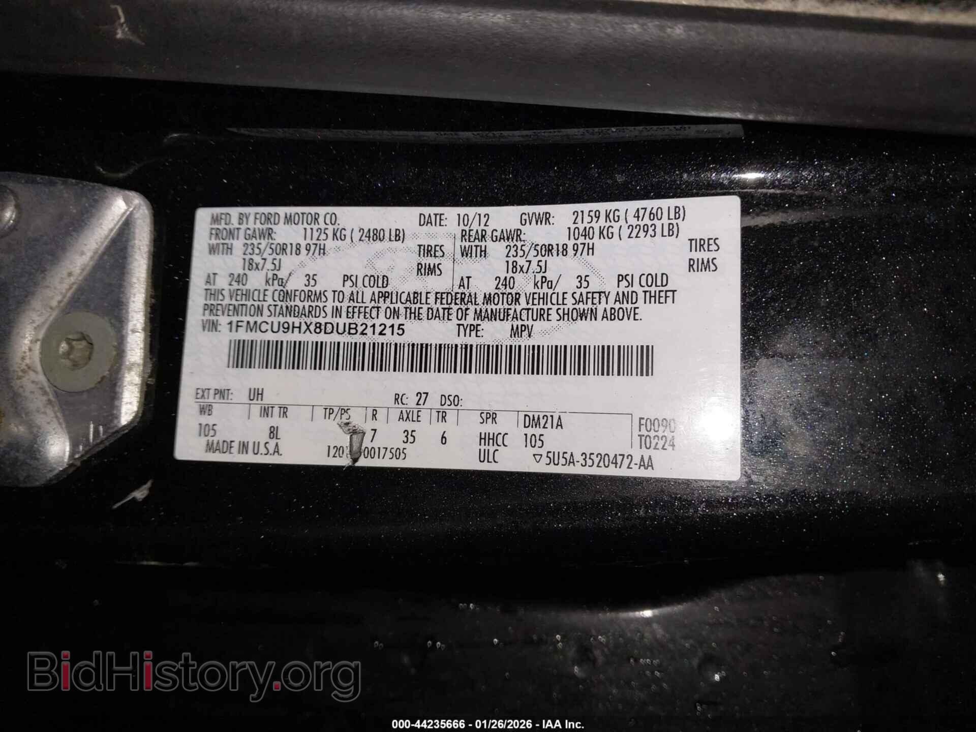 2013 FORD ESCAPE - VIN: 1FMCU9HX8DUB21215 - Фото 9