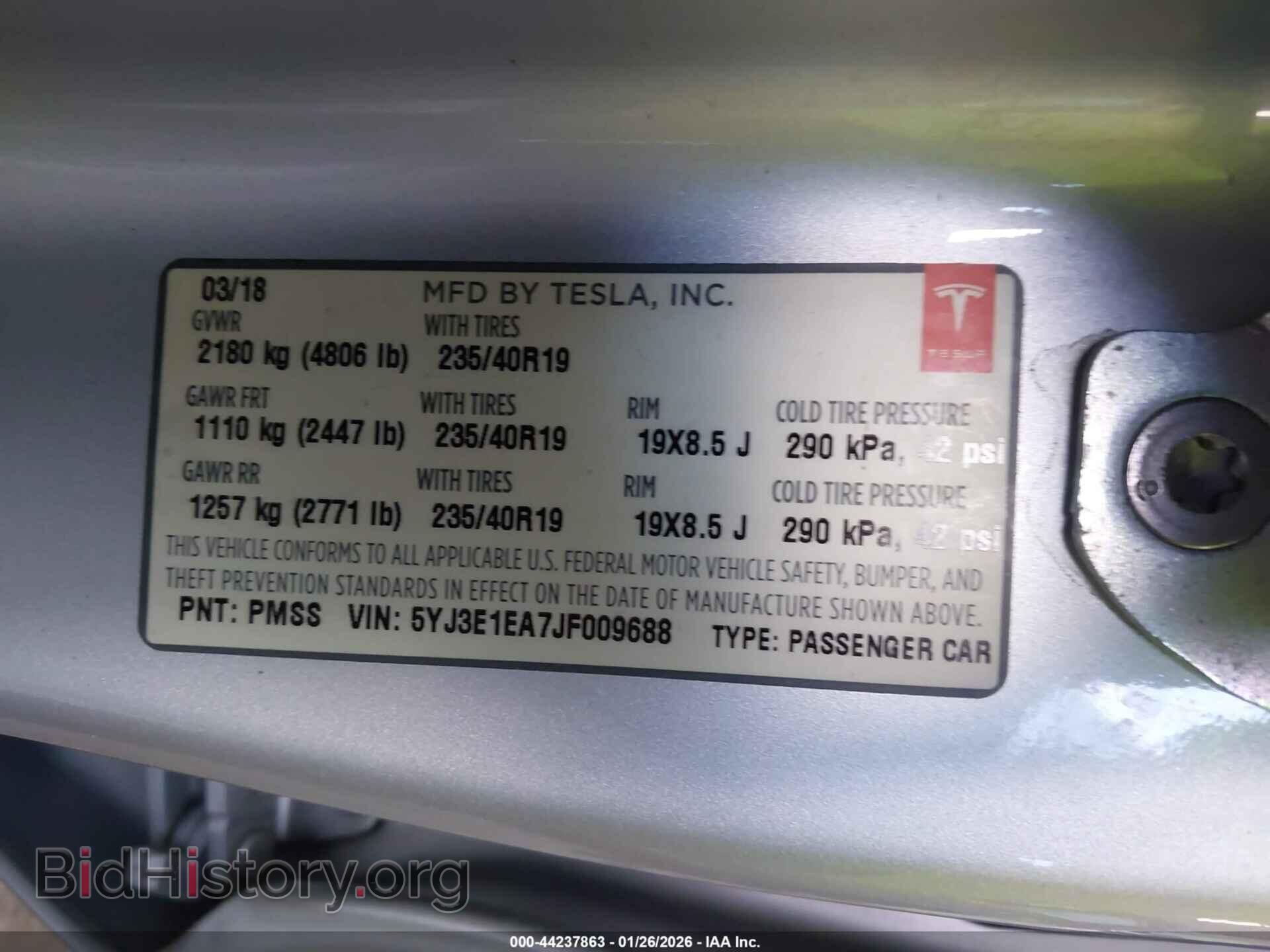 2018 TESLA MODEL 3 - VIN: 5YJ3E1EA7JF009688 - Photo 9