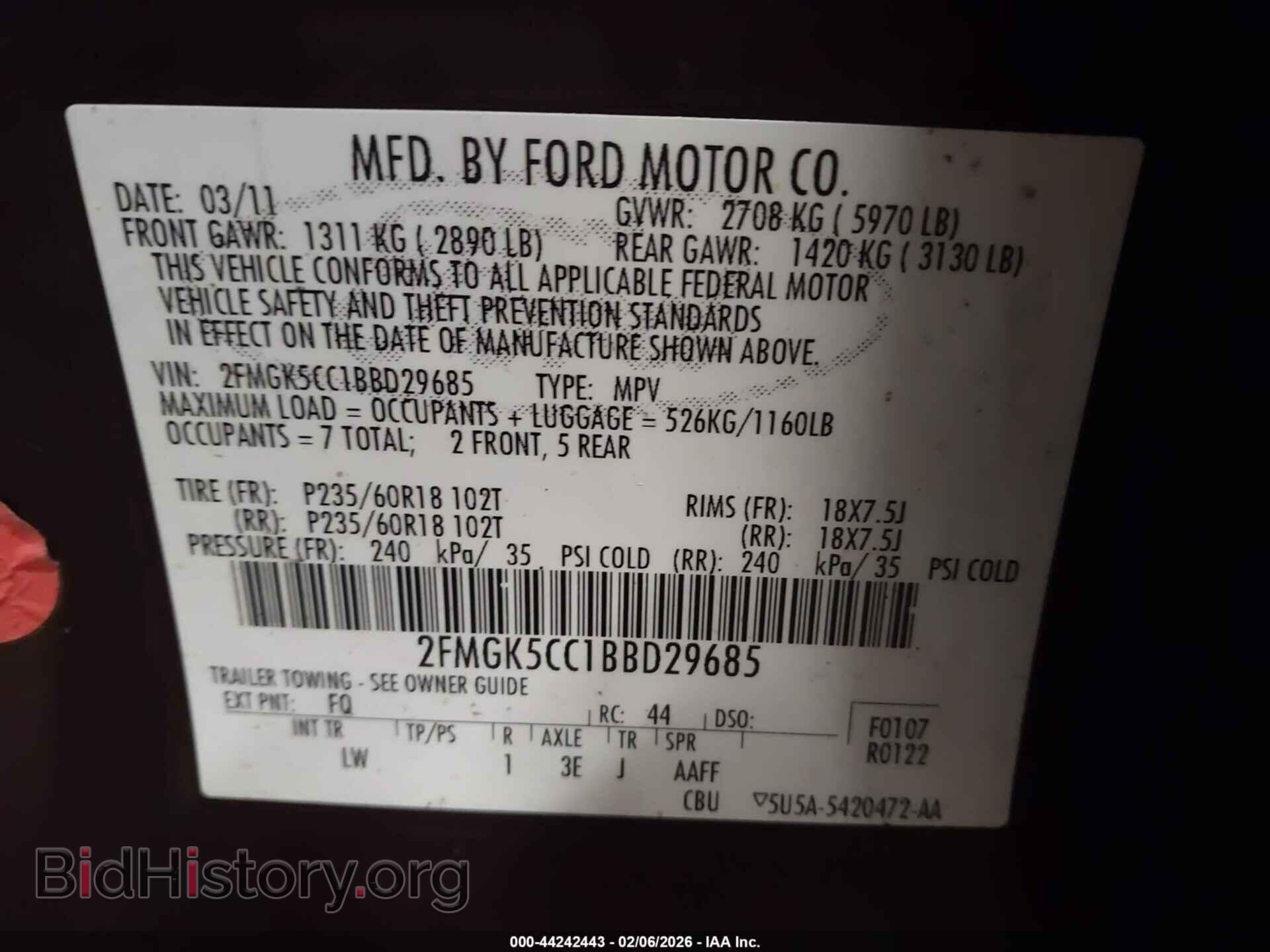 2011 FORD FLEX - VIN: 2FMGK5CC1BBD29685 - Фото 9