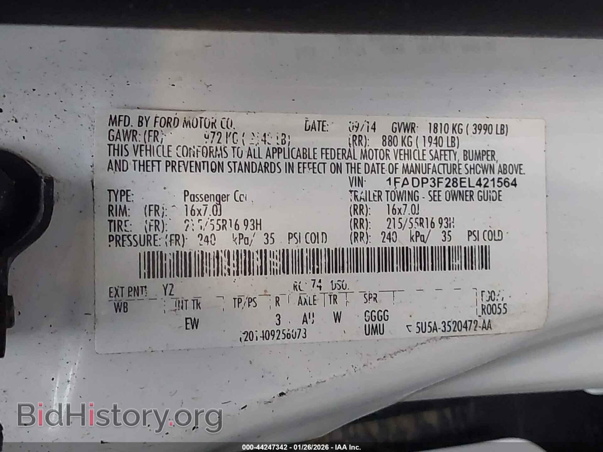 2014 FORD FOCUS - VIN: 1FADP3F28EL421564 - Фото 9