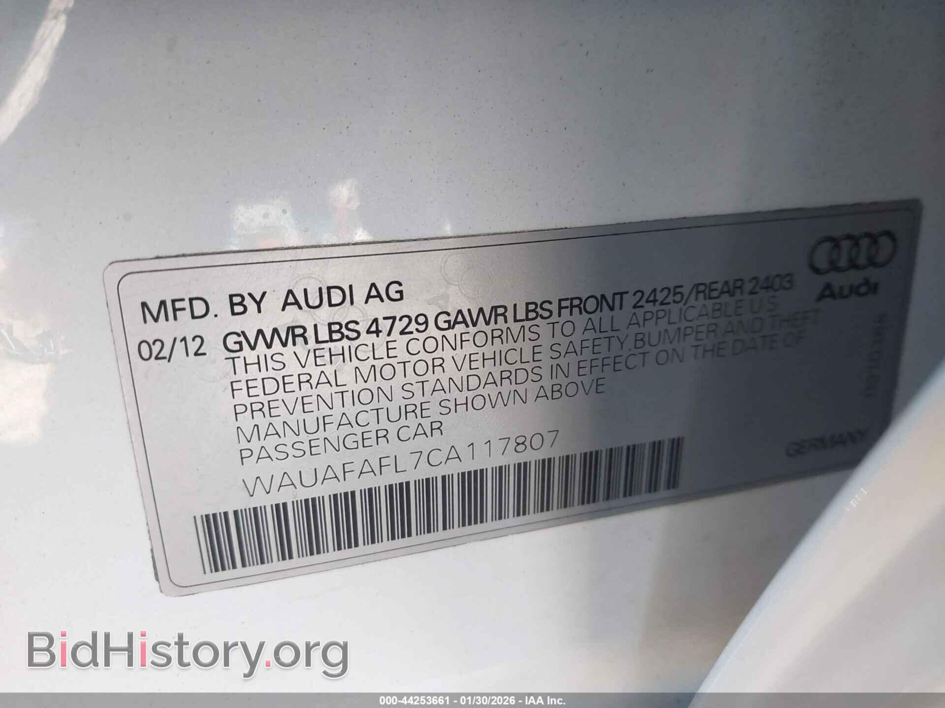 2012 AUDI A4 - VIN: WAUAFAFL7CA117807 - Фото 9