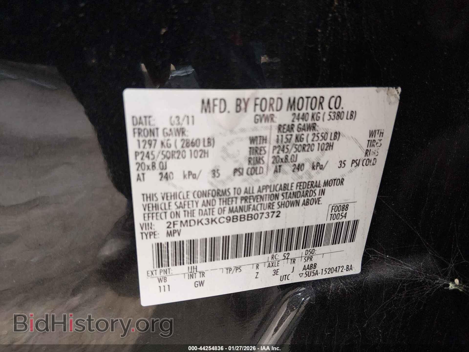 2011 FORD EDGE - VIN: 2FMDK3KC9BBB07372 - Photo 9