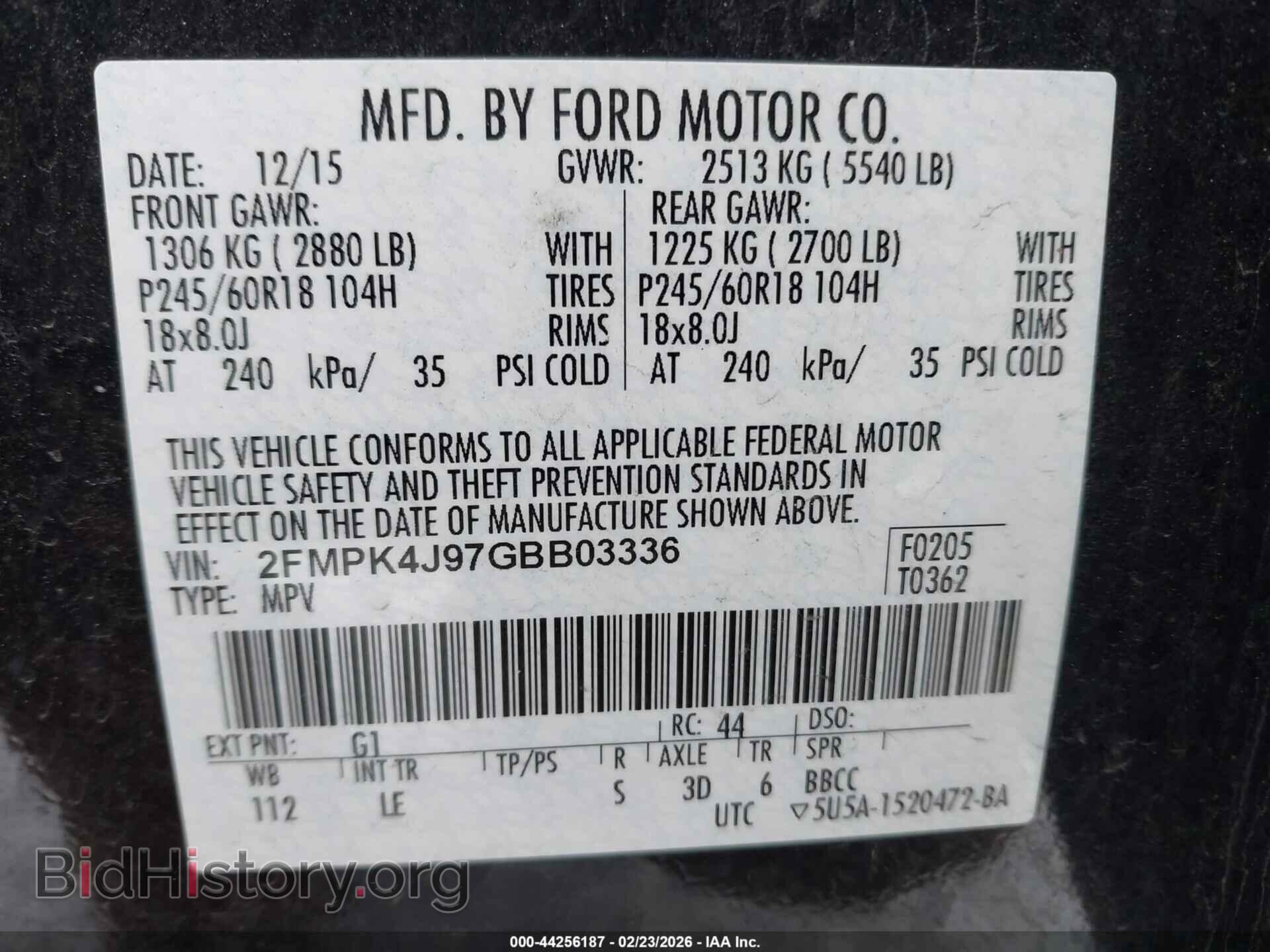 2016 FORD EDGE - VIN: 2FMPK4J97GBB03336 - Фото 9