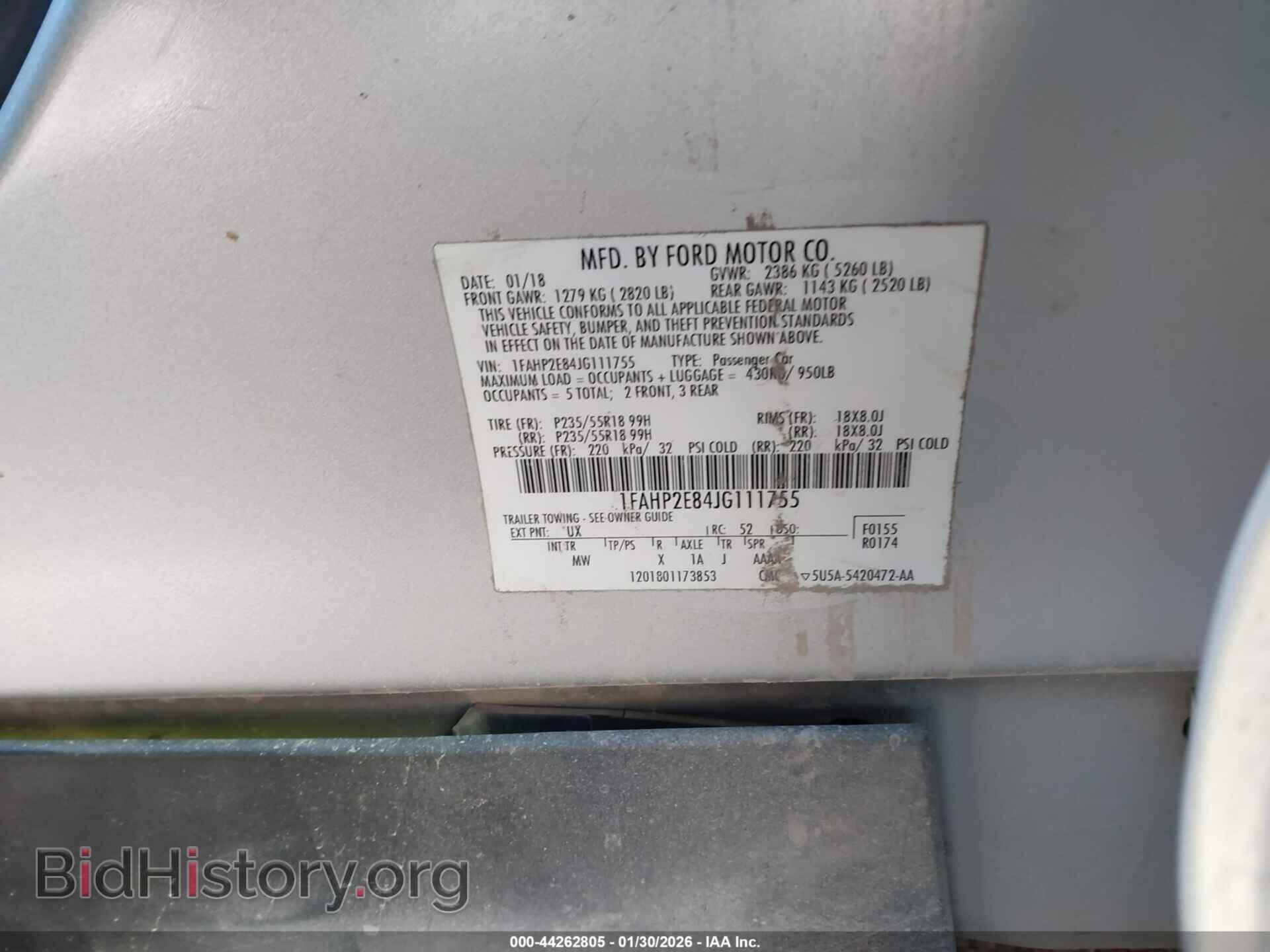 2018 FORD TAURUS - VIN: 1FAHP2E84JG111755 - Photo 9